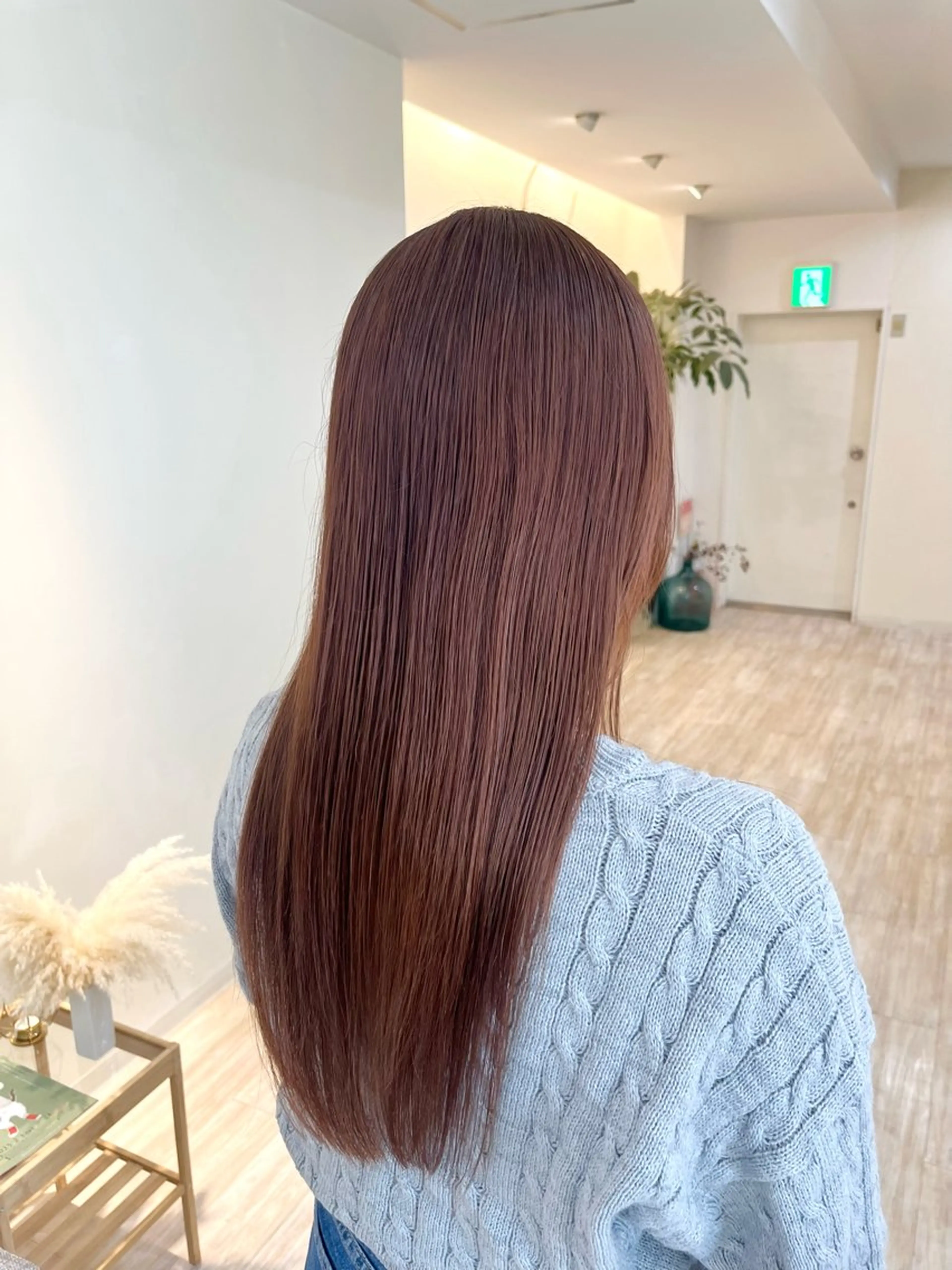 セミロング オレンジブラウン つぼみ/パーマ ／レイヤー／ボブのヘアスタイル