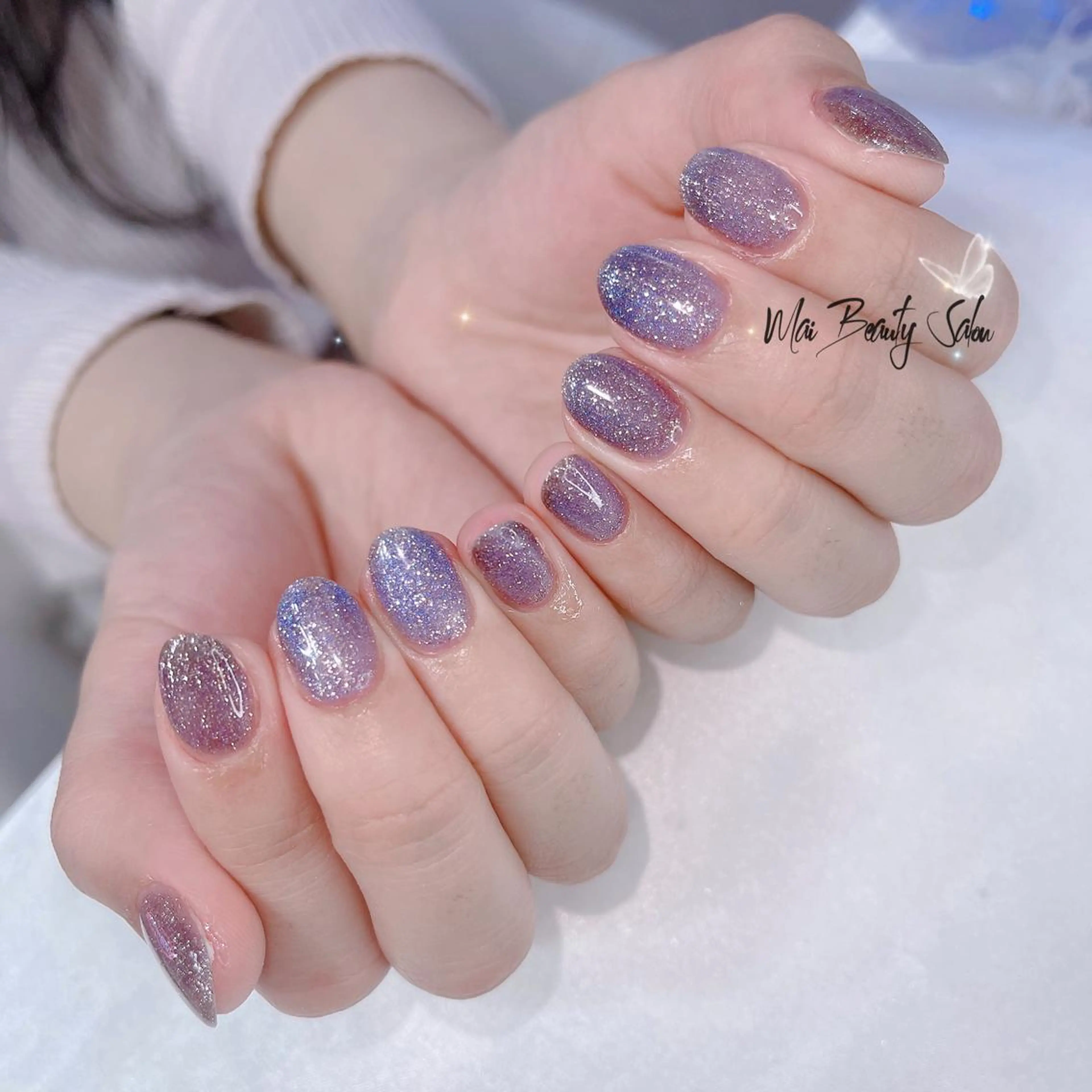 ネイル オーロラネイル チークネイル 長さ出し フラッシュネイル フットネイル MaiBeauty Niのネイルデザイン