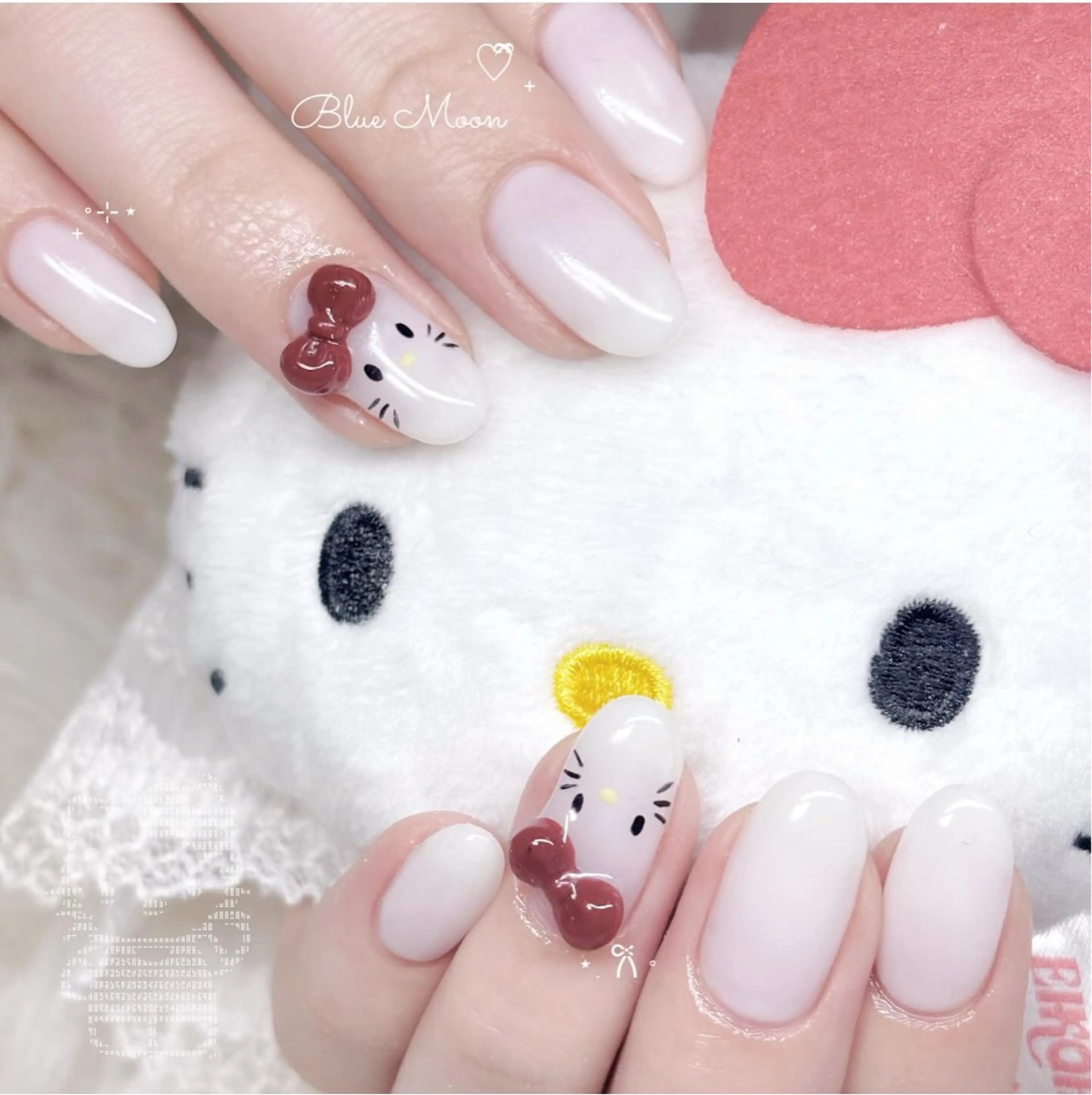 ネイル リボン ハンドネイル フットネイル nail salon Blue Moonのネイルデザイン