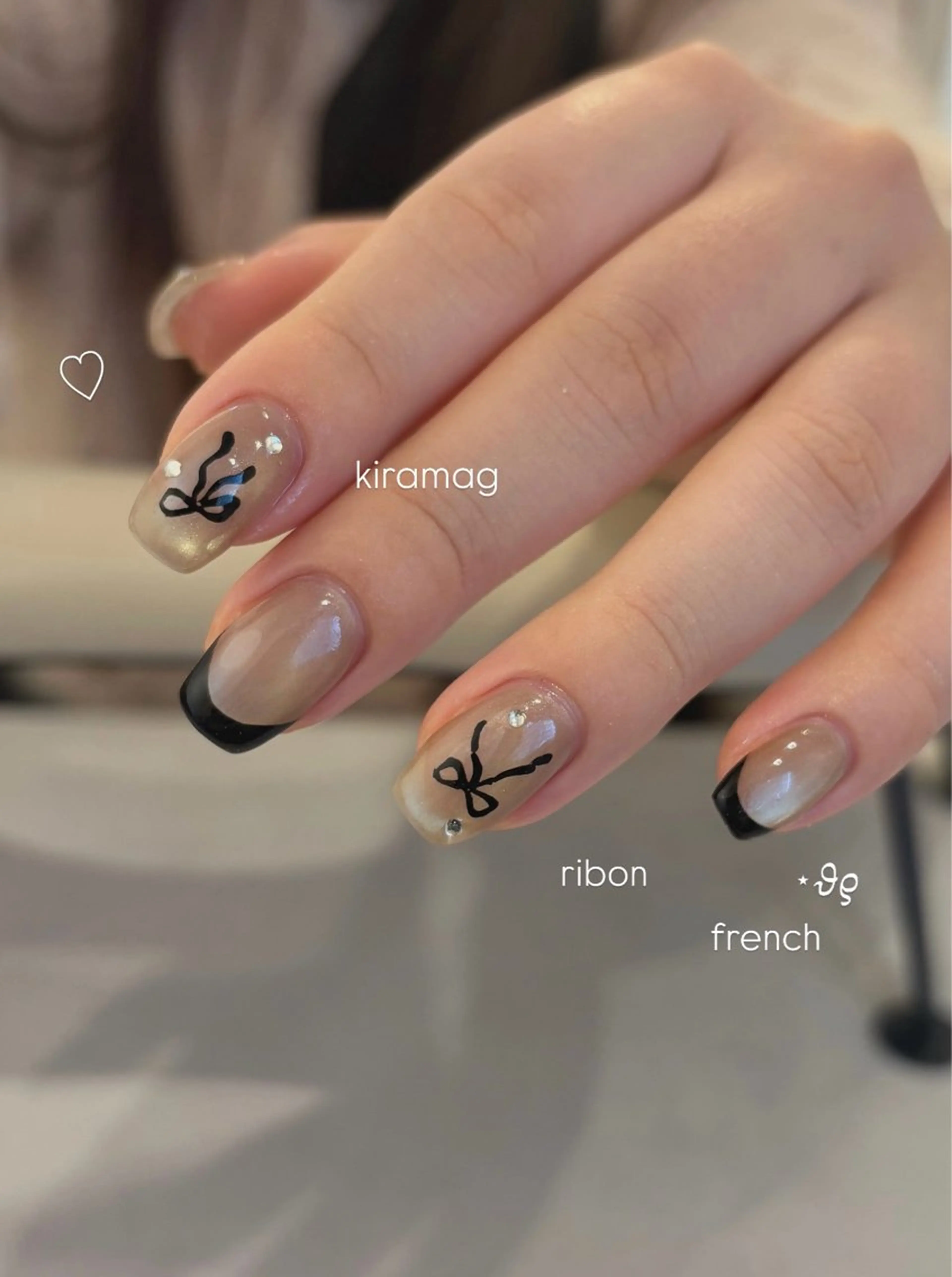 ネイル フレンチネイル マグネットネイル リボン シンプルネイル ハンドネイル ハンドケア enurk店 🍋 M I K U  *のその他イメージ