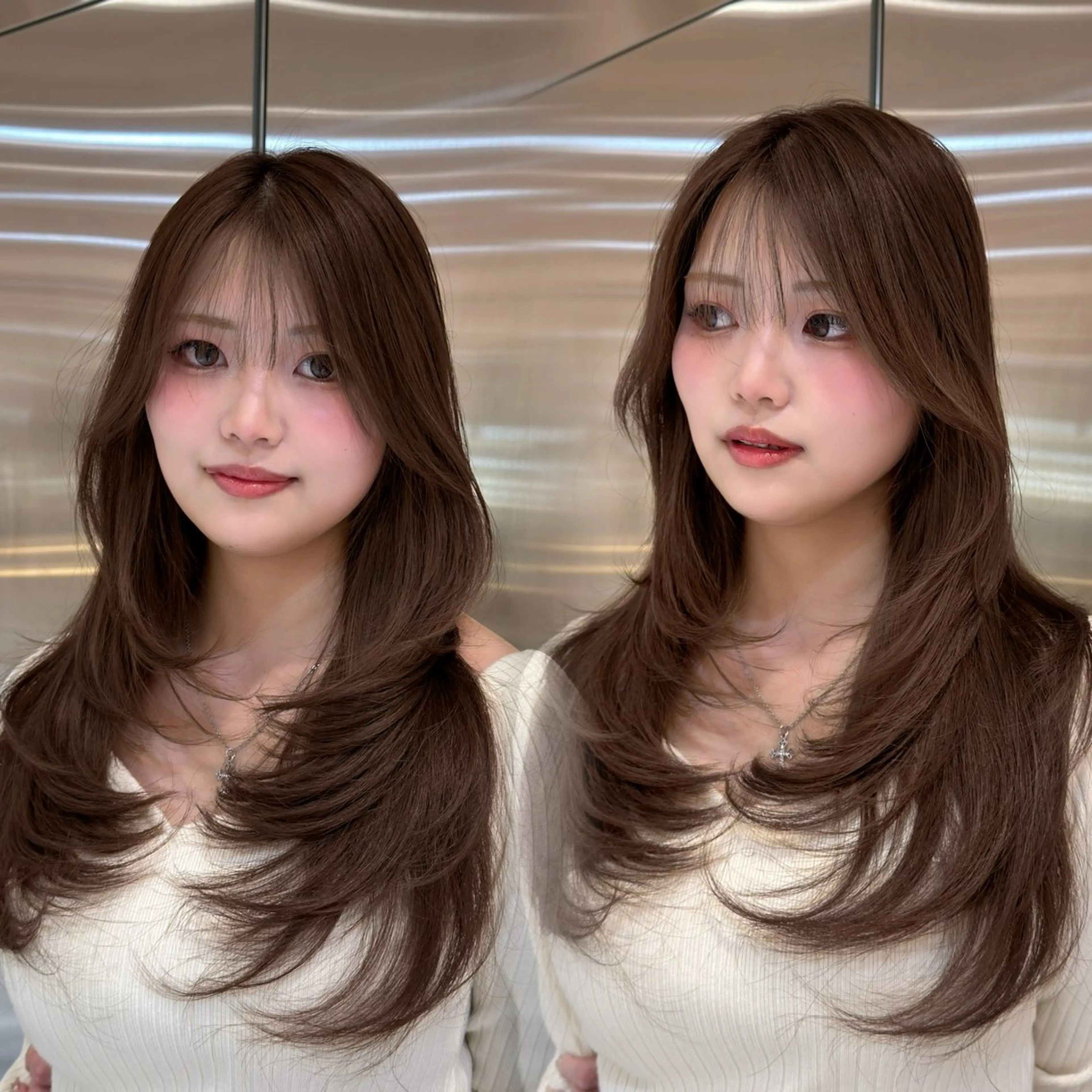 ロング カラー ブリーチ カット ヘアカラー トリートメント 今っぽレイヤーカット グレージュ/リョウヤのヘアスタイル