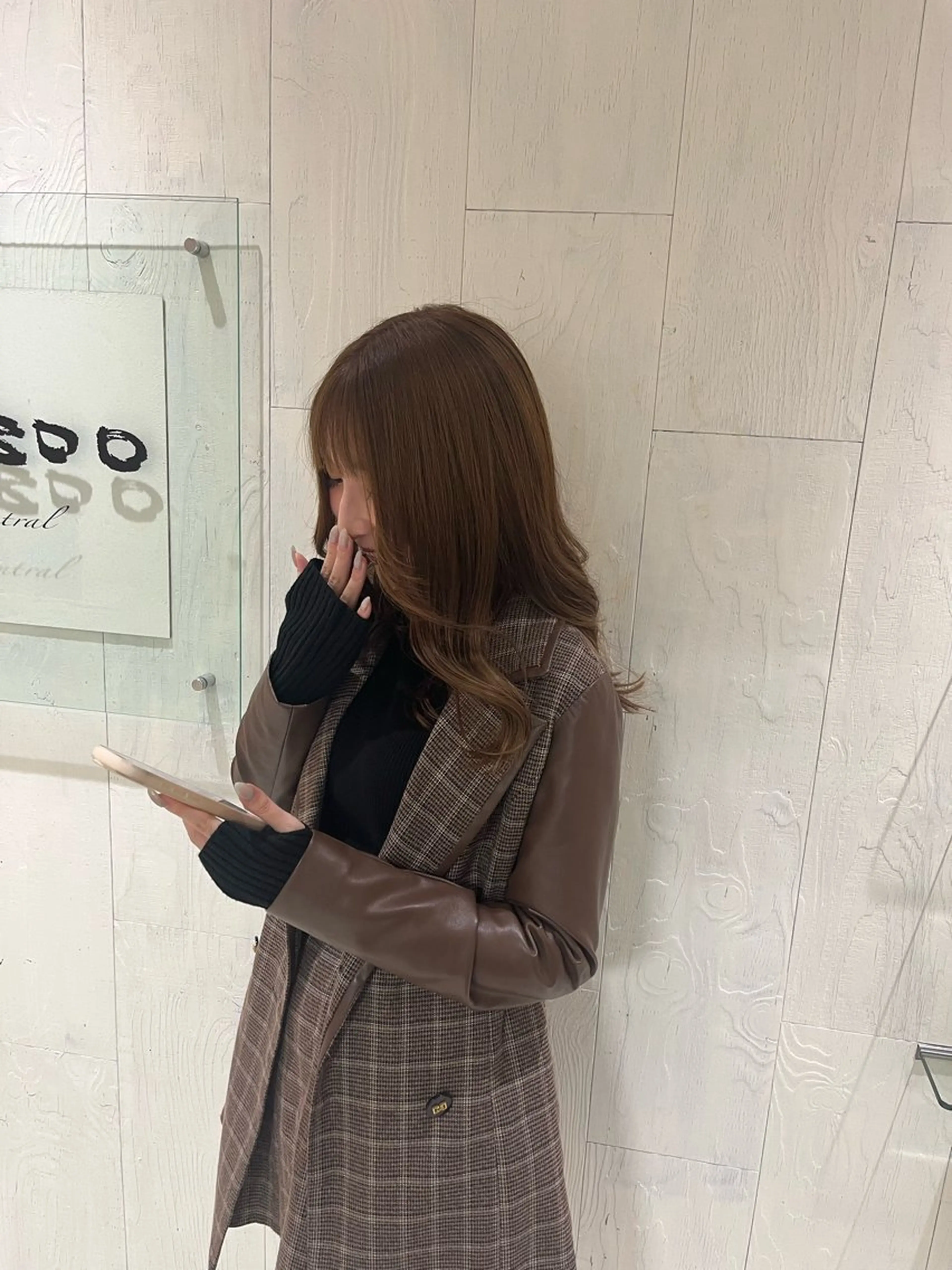 セミロング カラー ベージュカラー 透明感カラー フォギーベージュ カット ヘアカラー ブリーチなしWカラー レイヤー/Rickyのヘアスタイル