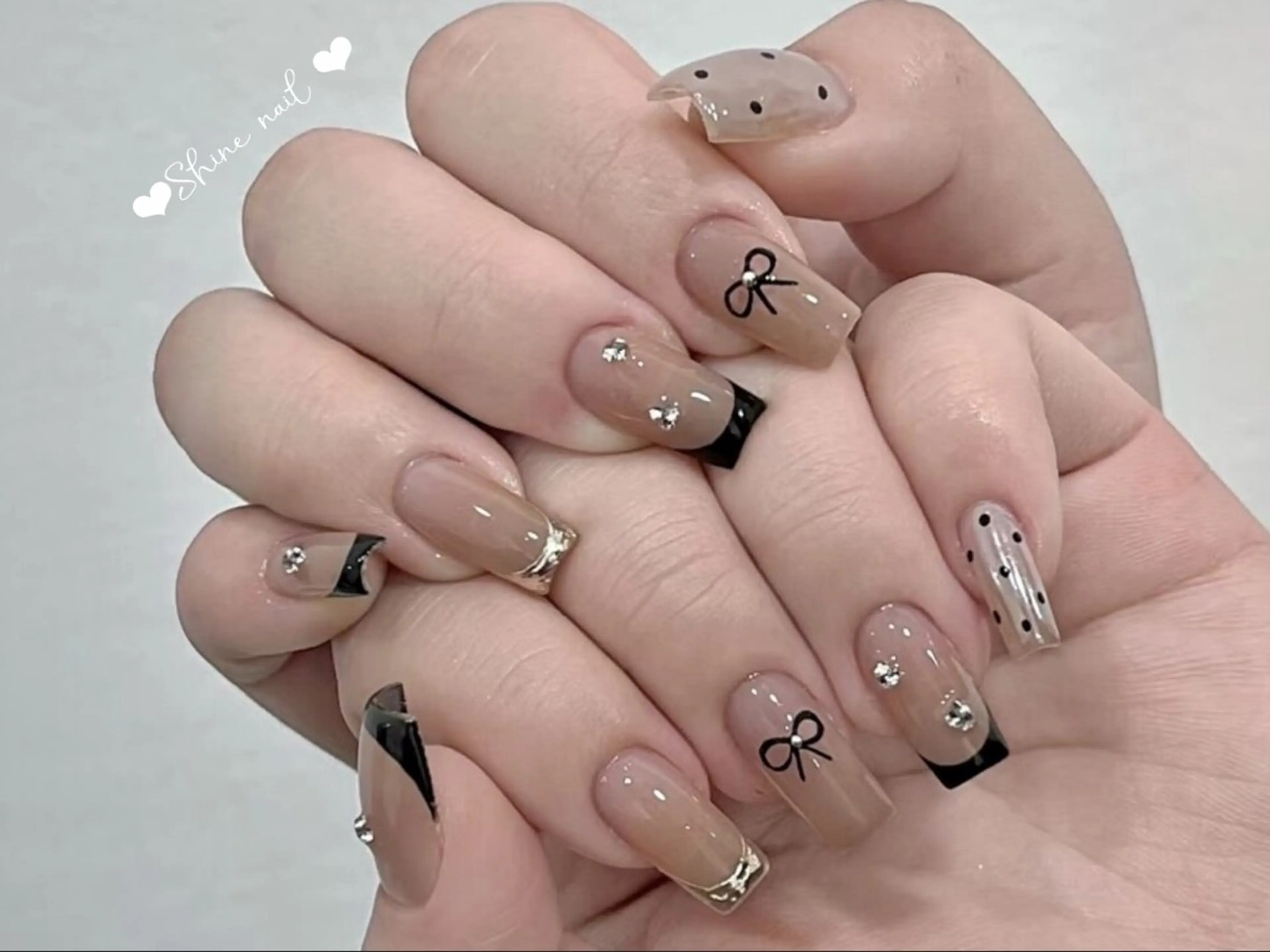 ネイル ハンドネイル shine 🎀 長さだし&デザインのネイルデザイン