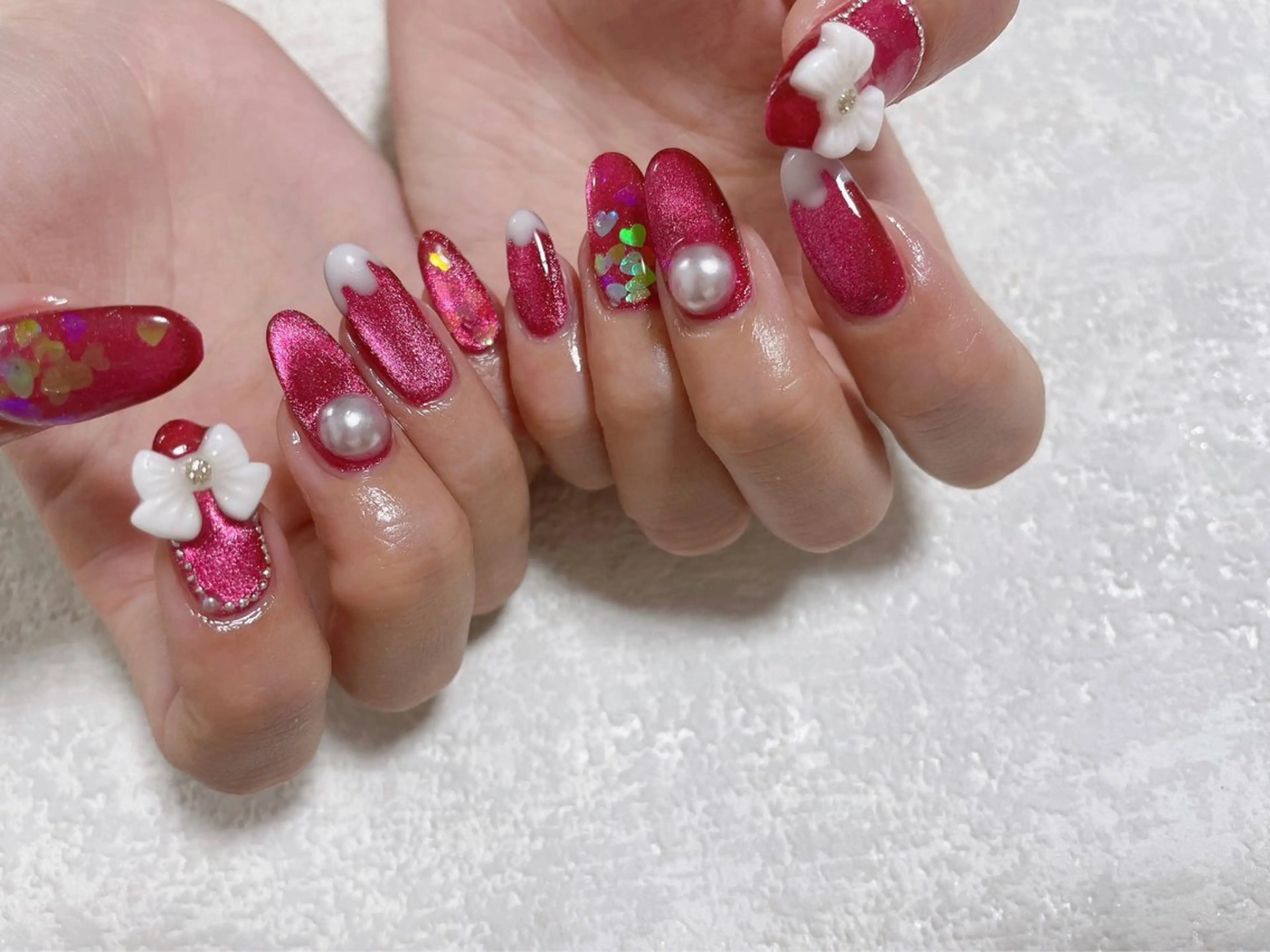 ネイル ジェルネイル ハート 韓国ネイル パラジェル ピンク kikinail 溝の口のネイルデザイン