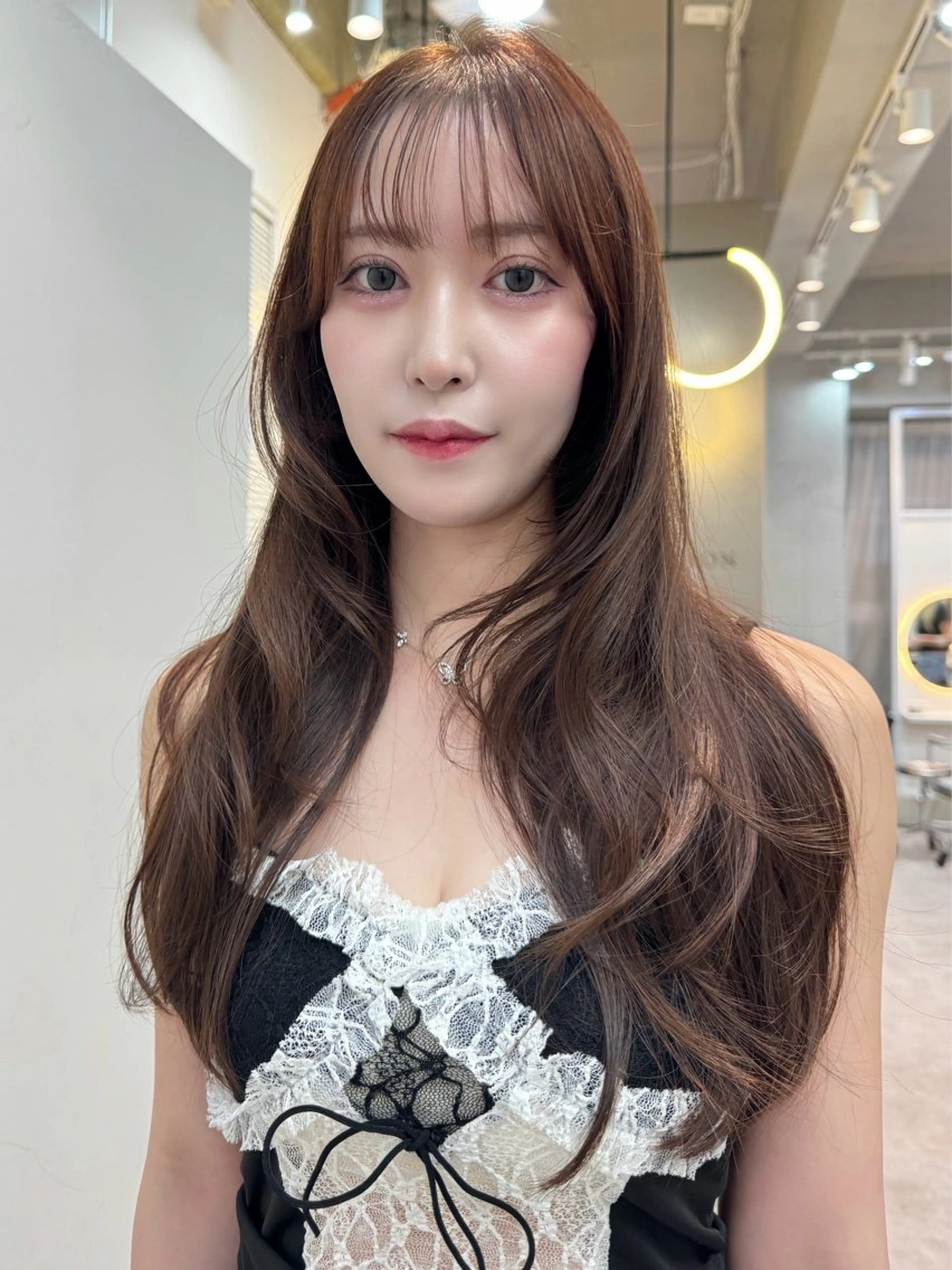 ロング 顔まわりレイヤー 顔周りカット 韓国風ヘア レイヤーカット ロング SOYON大宮2号 ボブ/nanamiのヘアスタイル