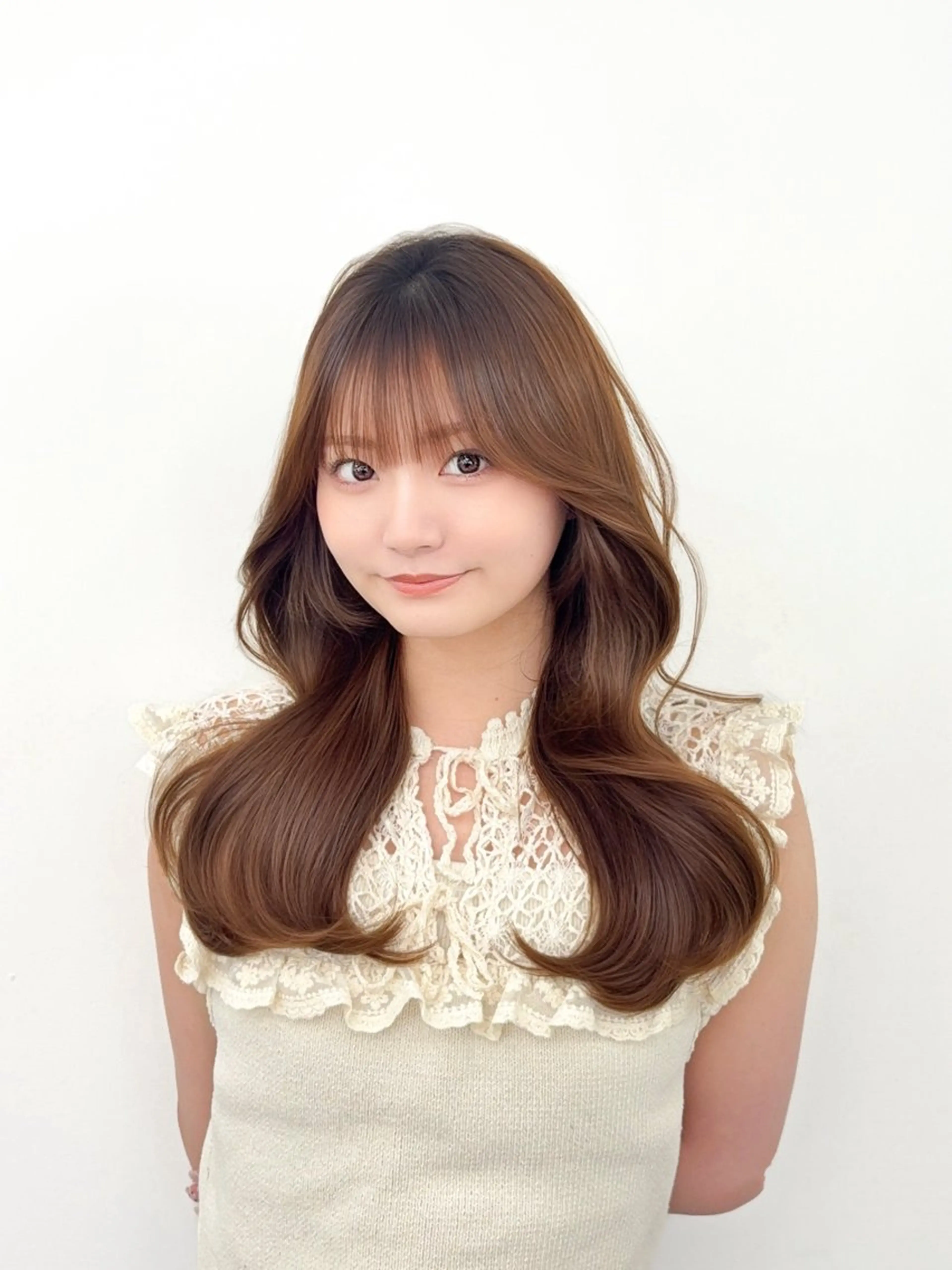 ロング カラー 小顔カット カット ヘアカラー トリートメント 韓国ヘア/レイヤー/ 顔まわり足立遥奈のヘアスタイル