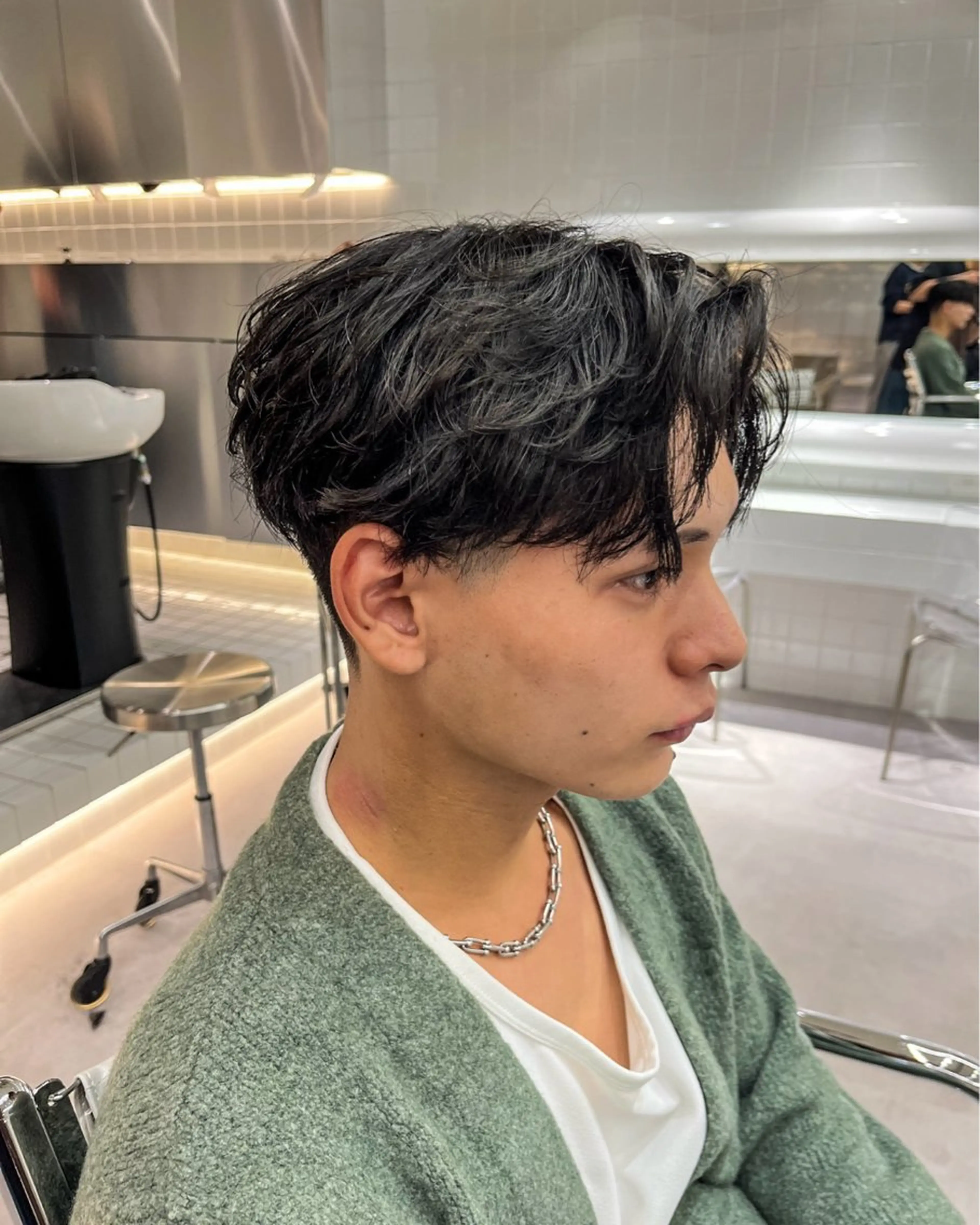 ショート パーマ メンズ ⚡メンズパーマフ ェードカットTomyのヘアスタイル