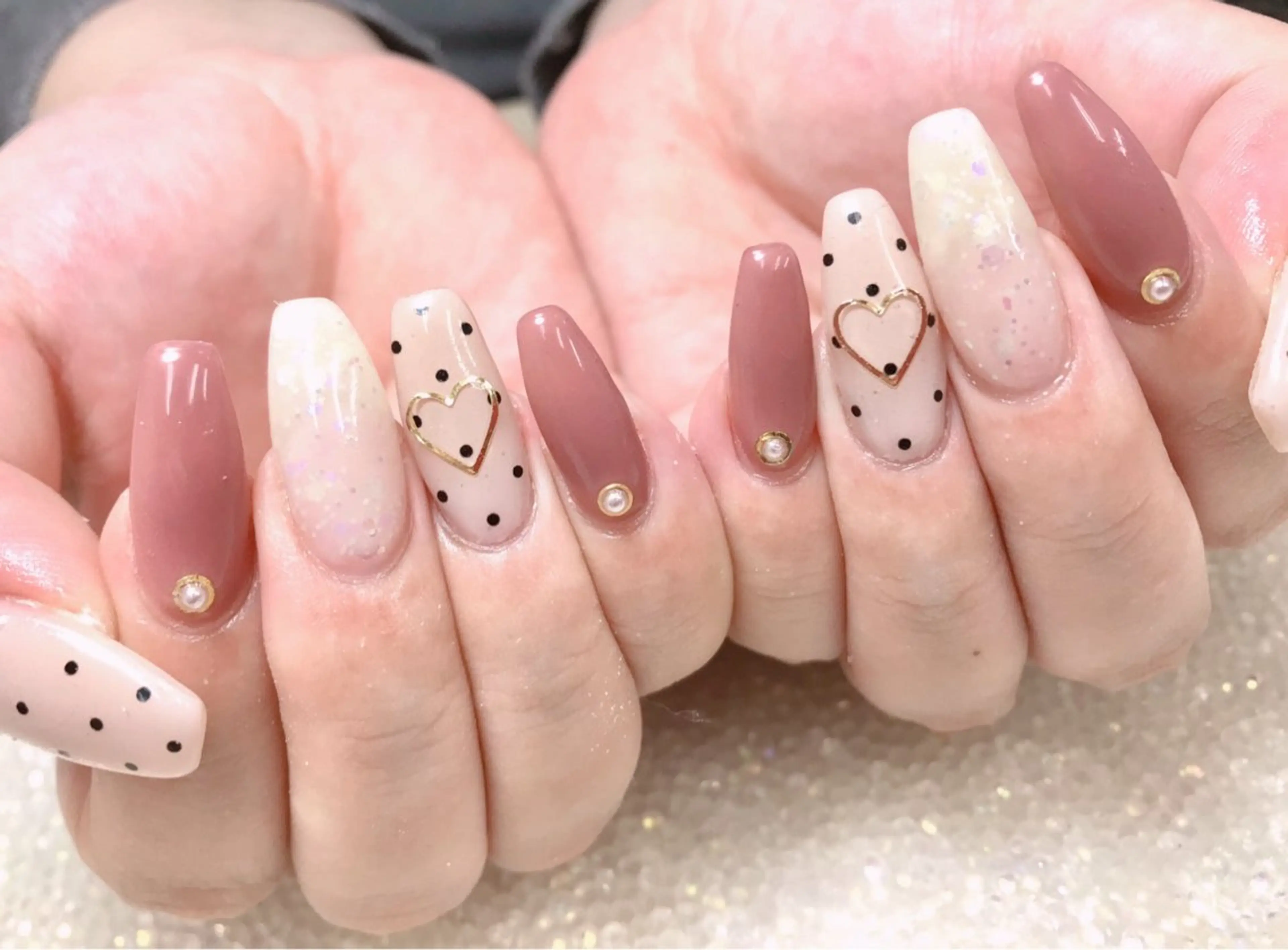 ネイル ハート ワンホンネイル ハンドネイル ゆりか ジョアアンジェ福島のネイルデザイン