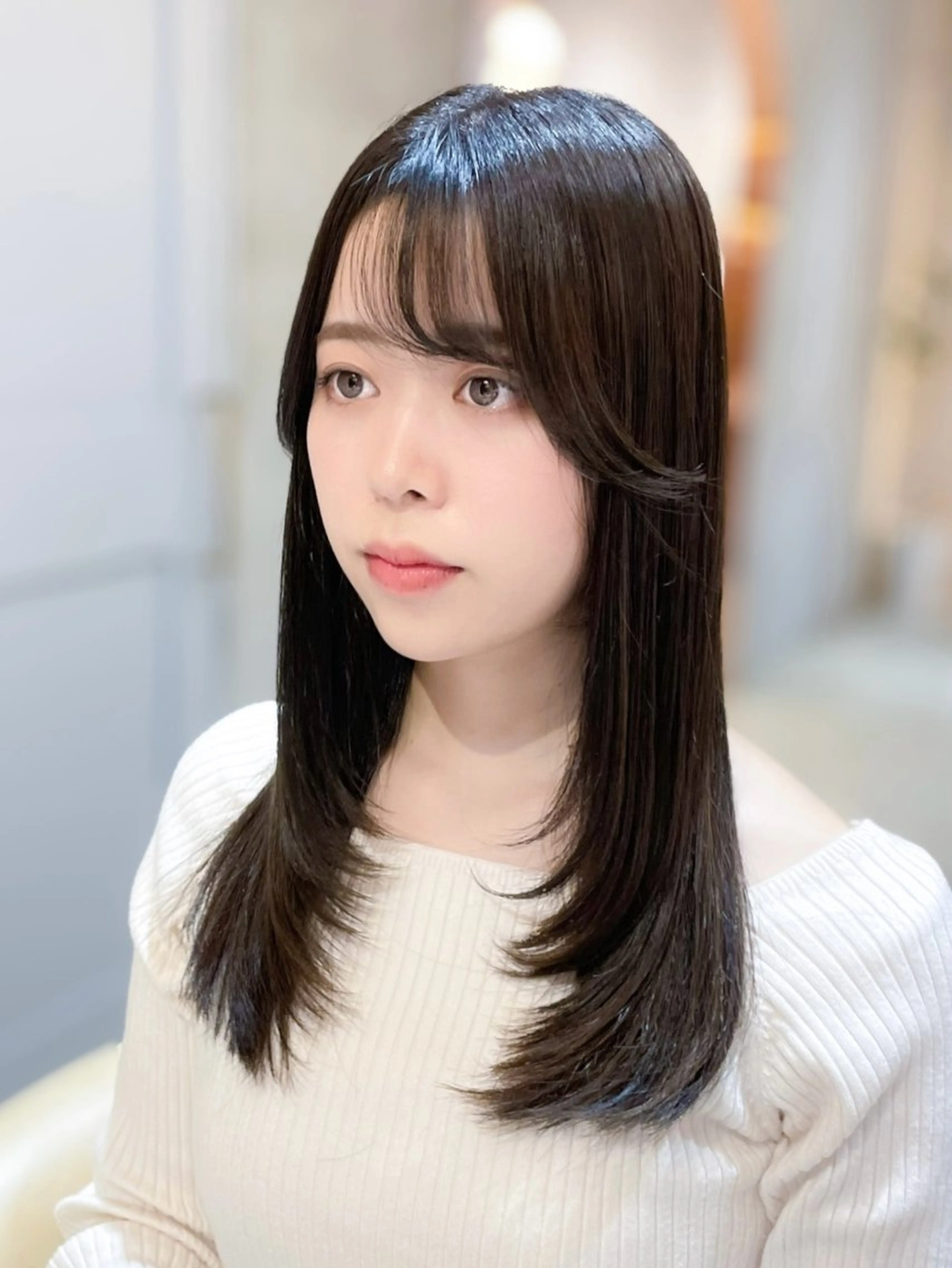 ロング カラー 韓国風ヘア レイヤーカット 縮毛矯正 透明感カラー／韓国 レイヤーmomokaのヘアスタイル