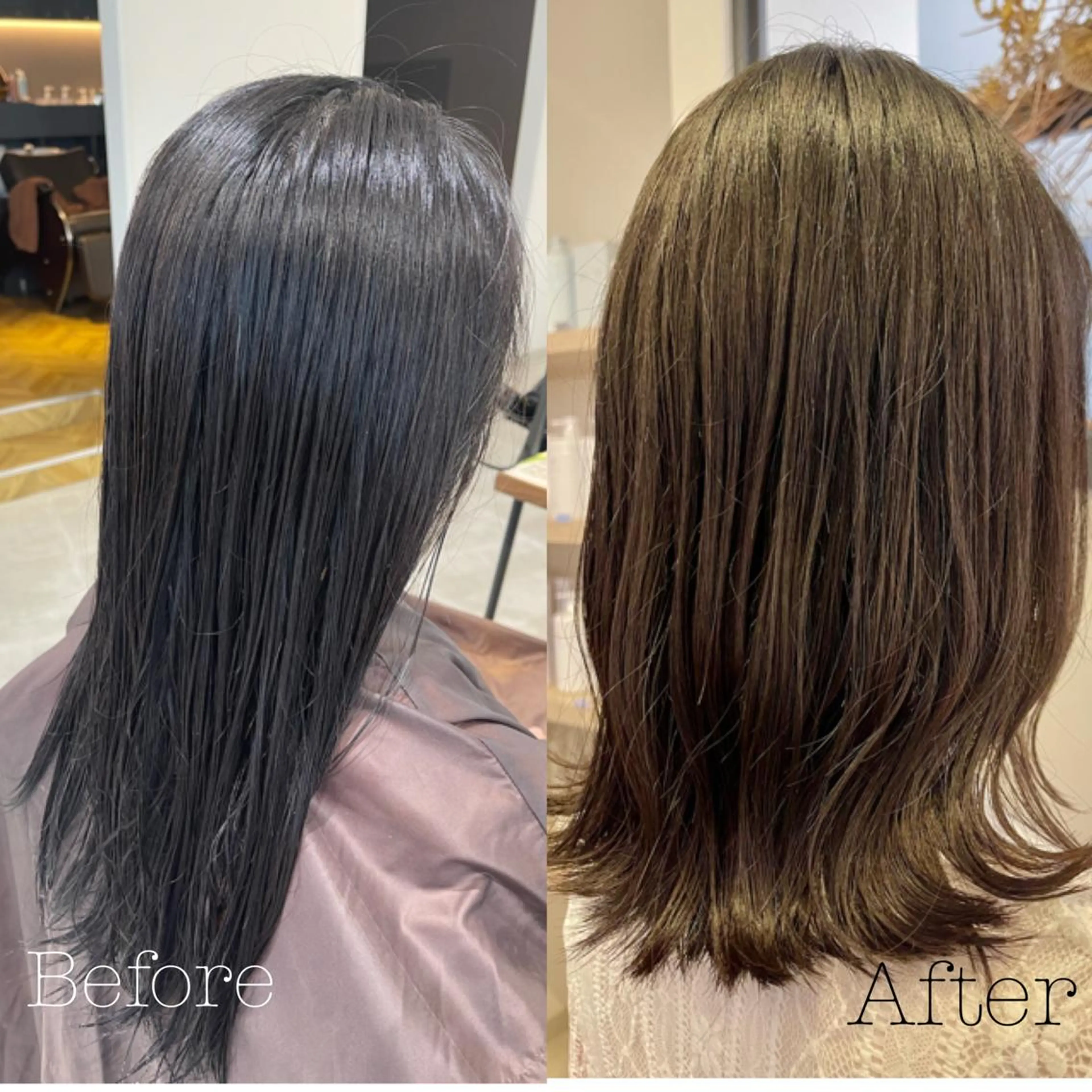 ミディアム 外ハネヘア カット トリートメント 由比藤理子 ブリーチカラー🌈のヘアスタイル