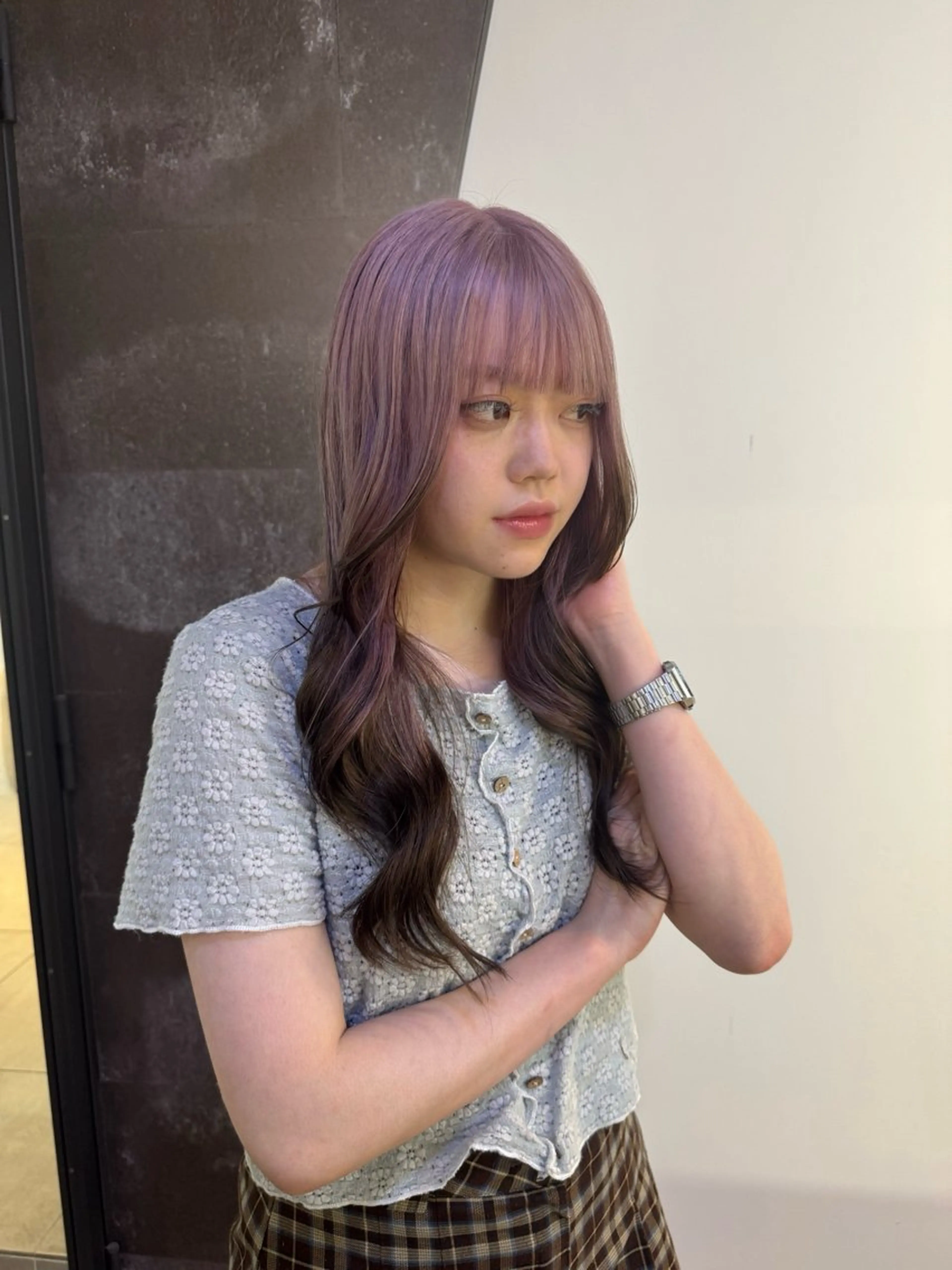 ロング カラー ブラウンカラー ラベンダーカラー ピンクカラー ピンクラベンダー 詩音 ／札幌美容師のヘアスタイル