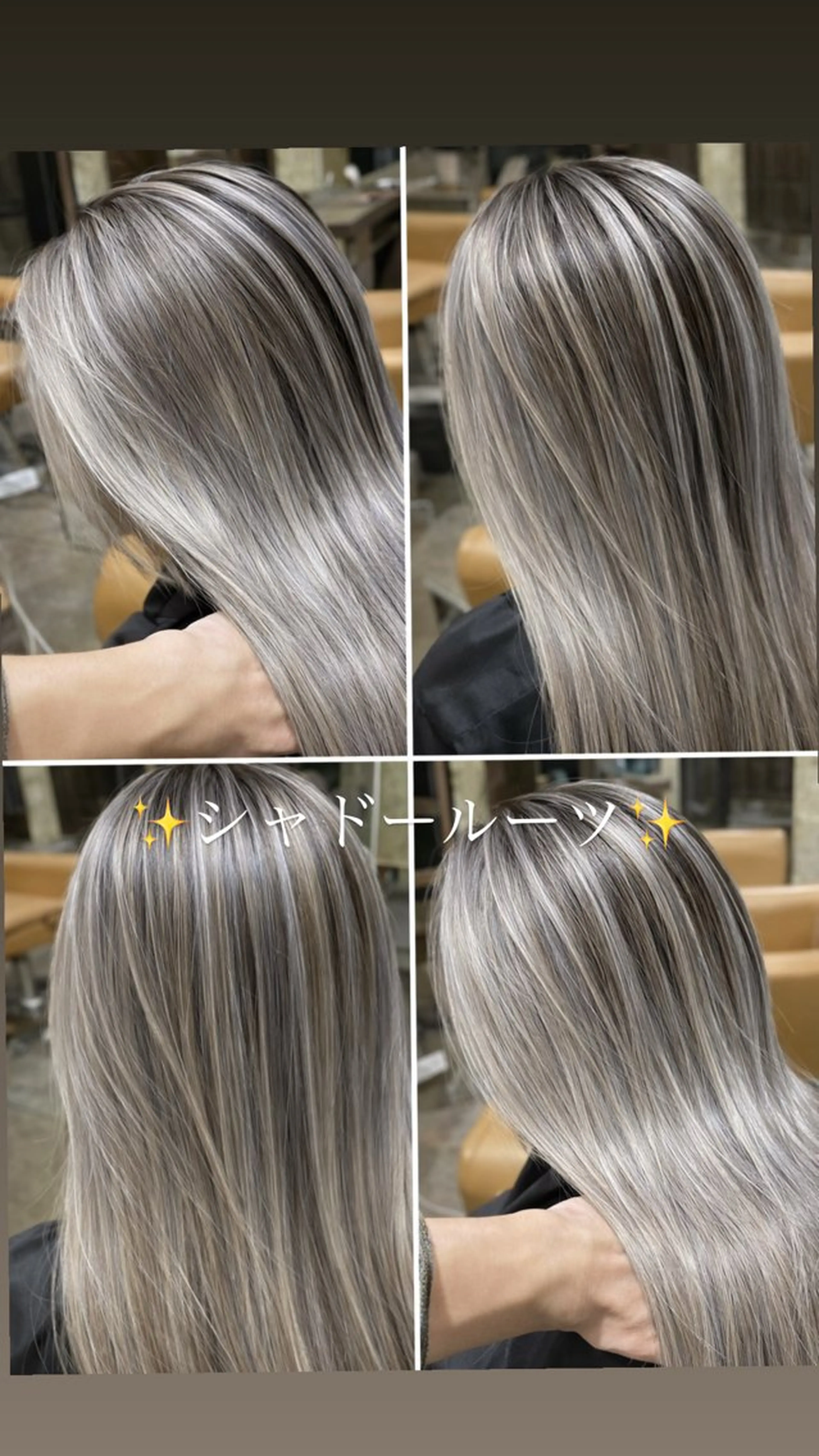 セミロング カラー ブリーチ ハイライトカラー ハイトーンカラー シルバー ハイライト 𝑹𝒆𝒊𝒚𝒂 🥀/名駅/艶カラーのヘアスタイル