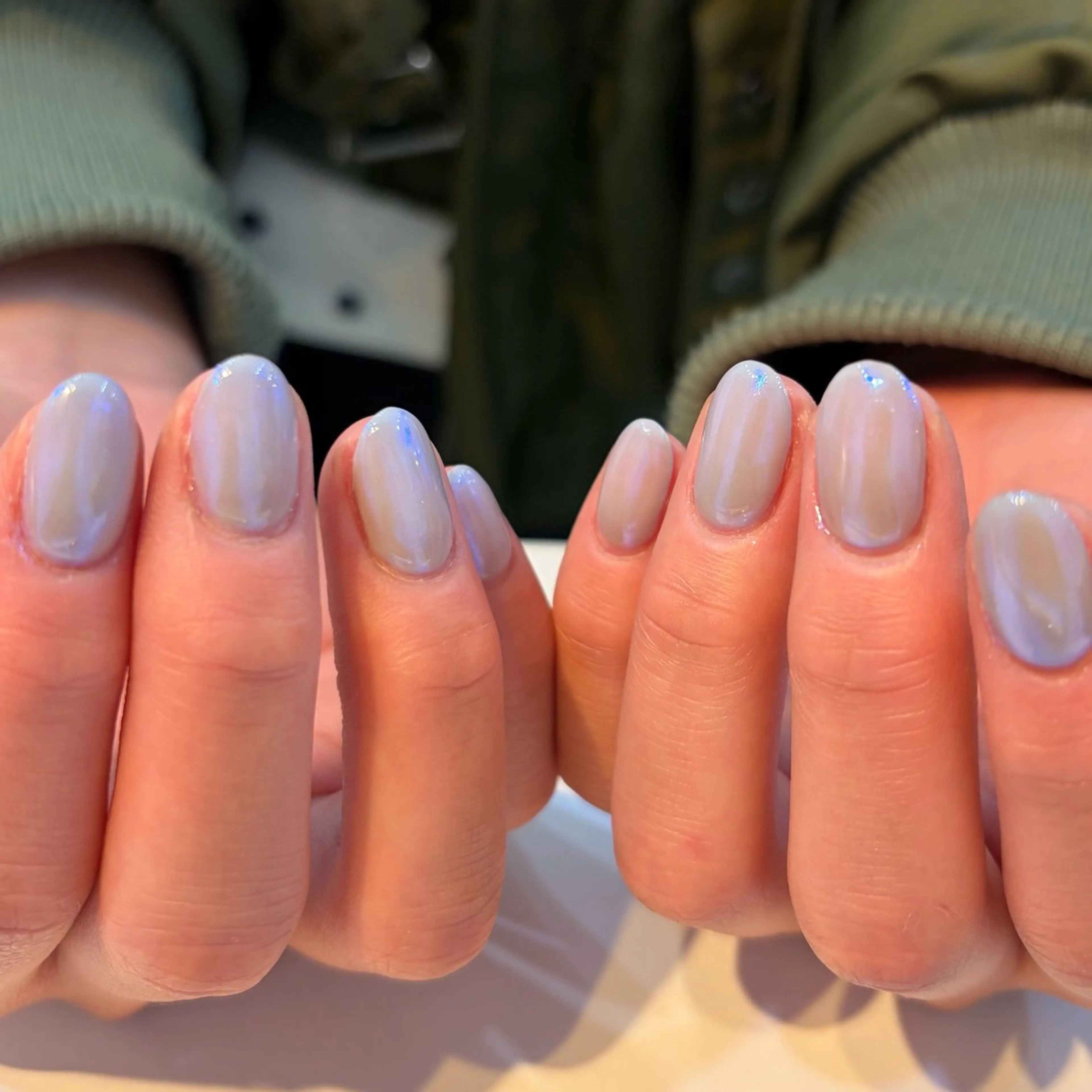 ネイル オーロラネイル ブルー mellow 新宿店 saitoのネイルデザイン