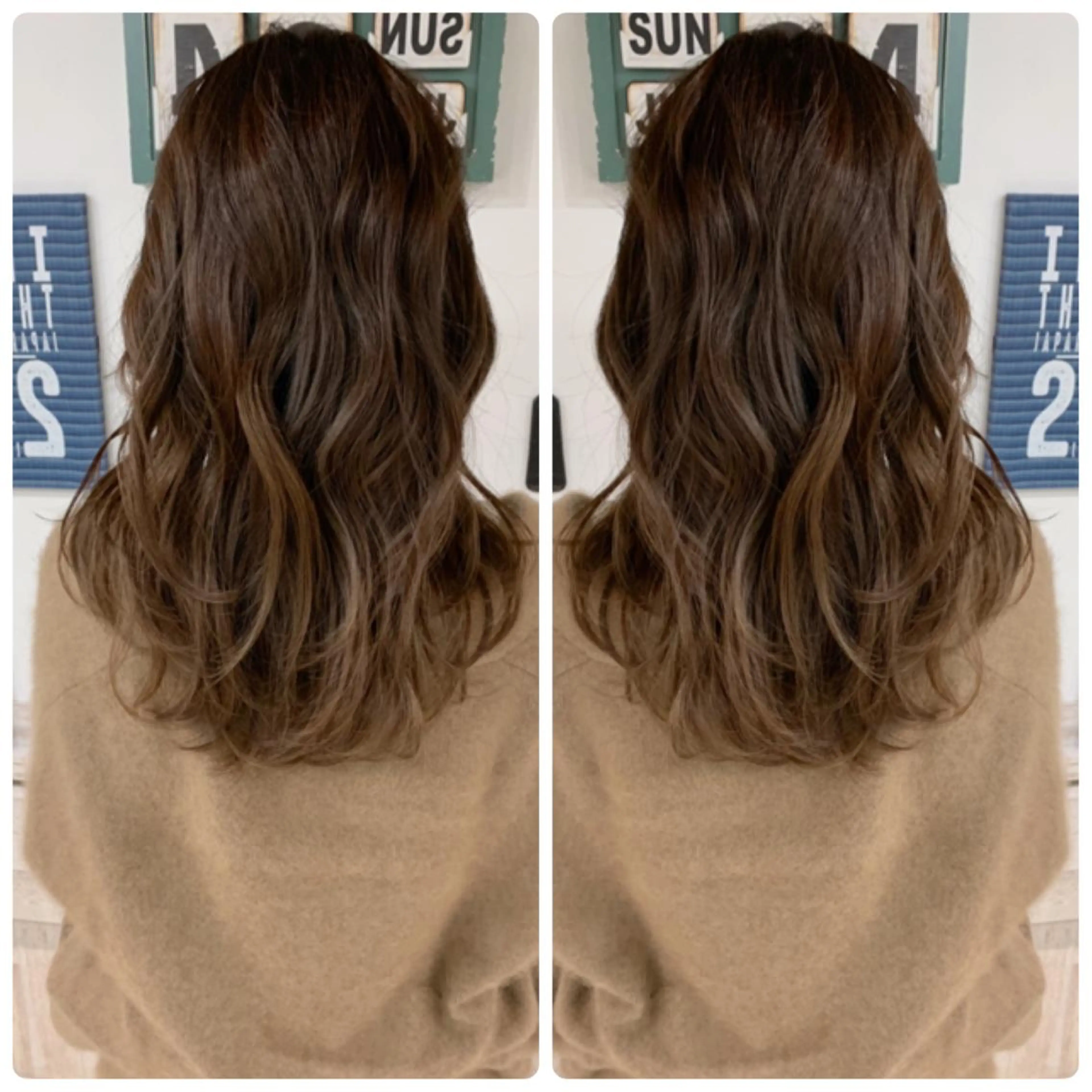 セミロング カラー カット ヘアカラー 京都大人女性ショート 徒歩1分/秋山のヘアスタイル