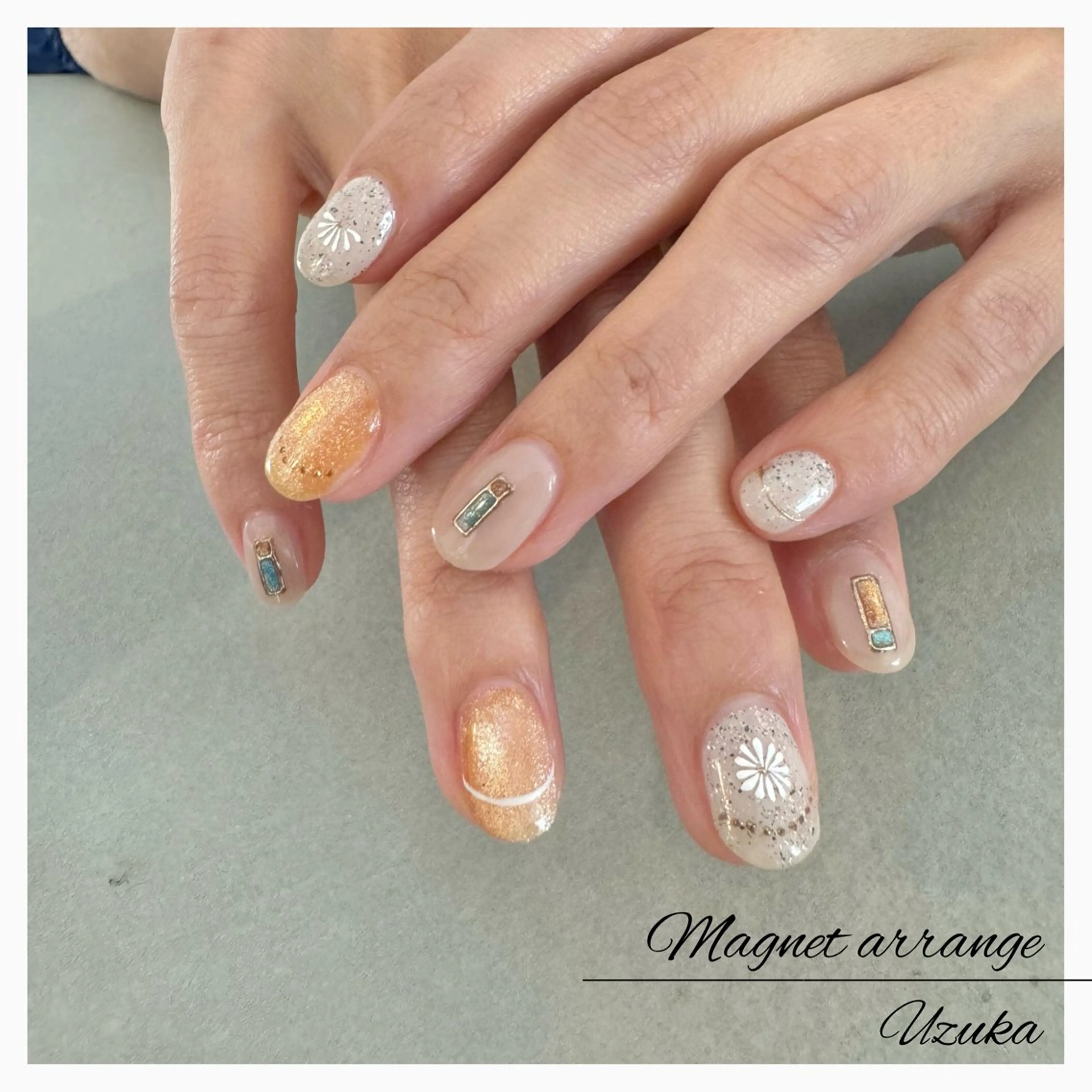 ネイル フレンチネイル マグネットネイル ミラーネイル ショートネイル 【 enn 】 Uzuka Yukaのネイルデザイン
