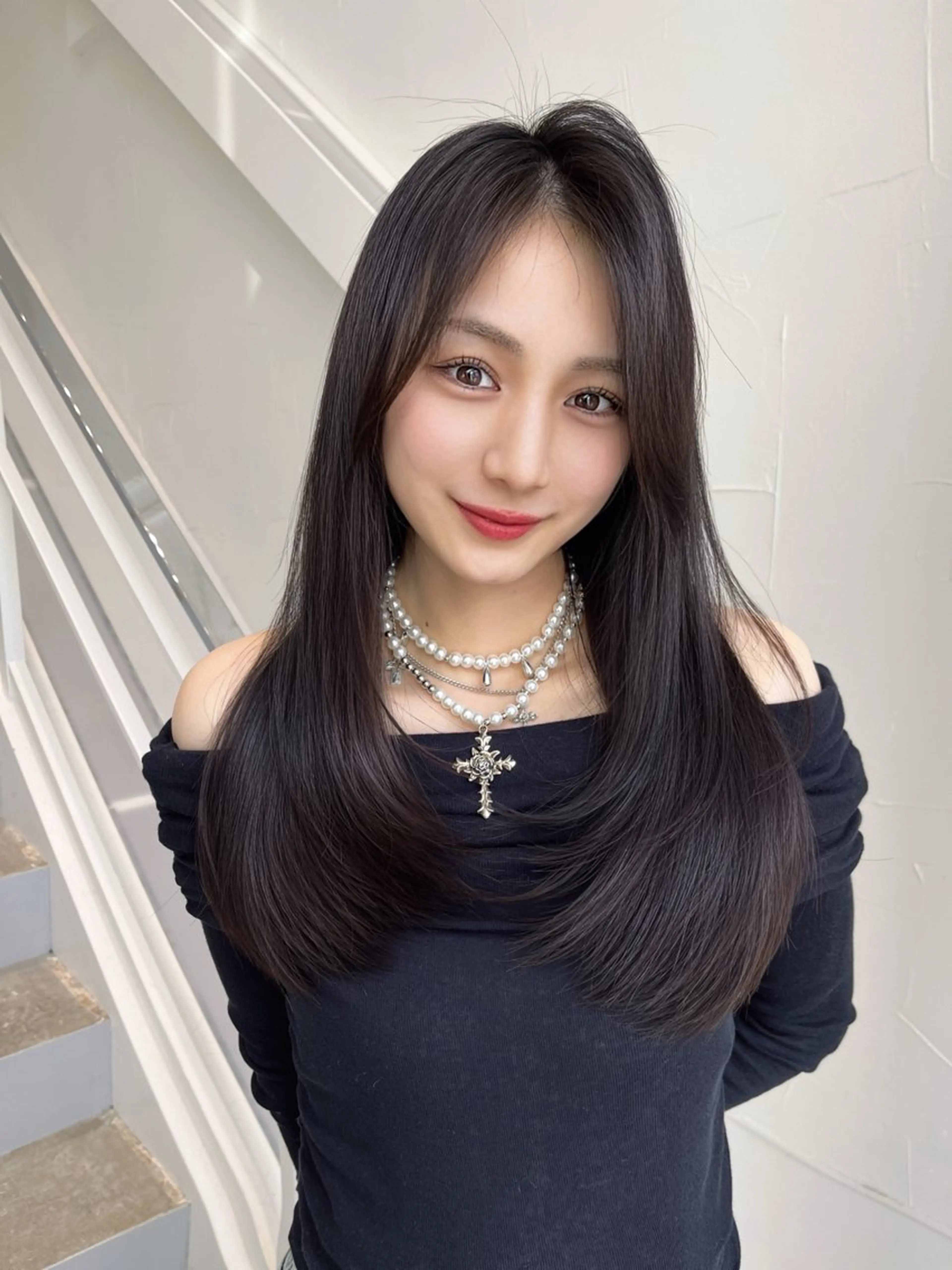 ロング カラー カット ヘアカラー トリートメント レイヤー/髪質改善 /透け感カラー/艶髪のヘアスタイル