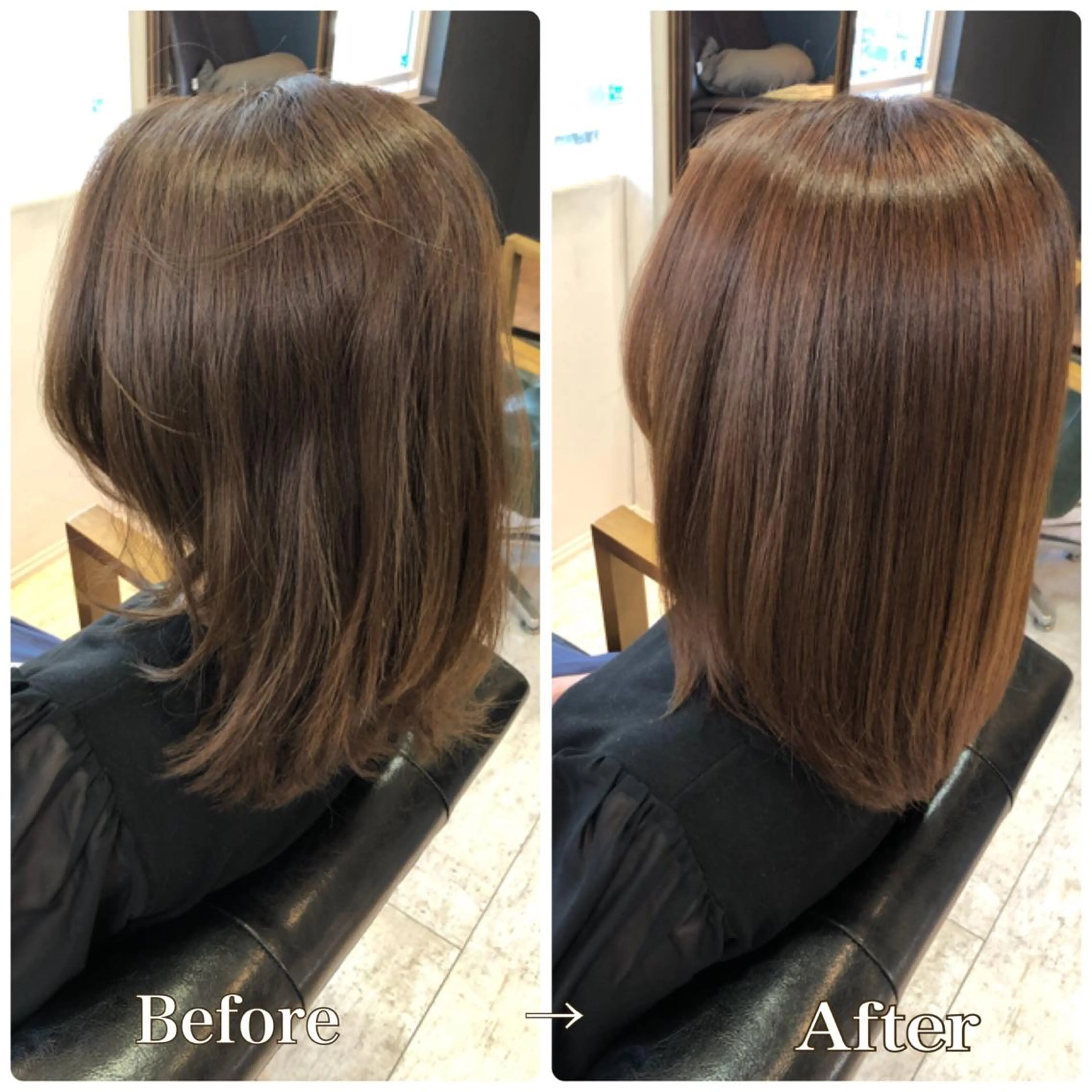 セミロング パーマ 髪質改善 縮毛矯正 トリートメント Miwa /レイヤーカットのヘアスタイル