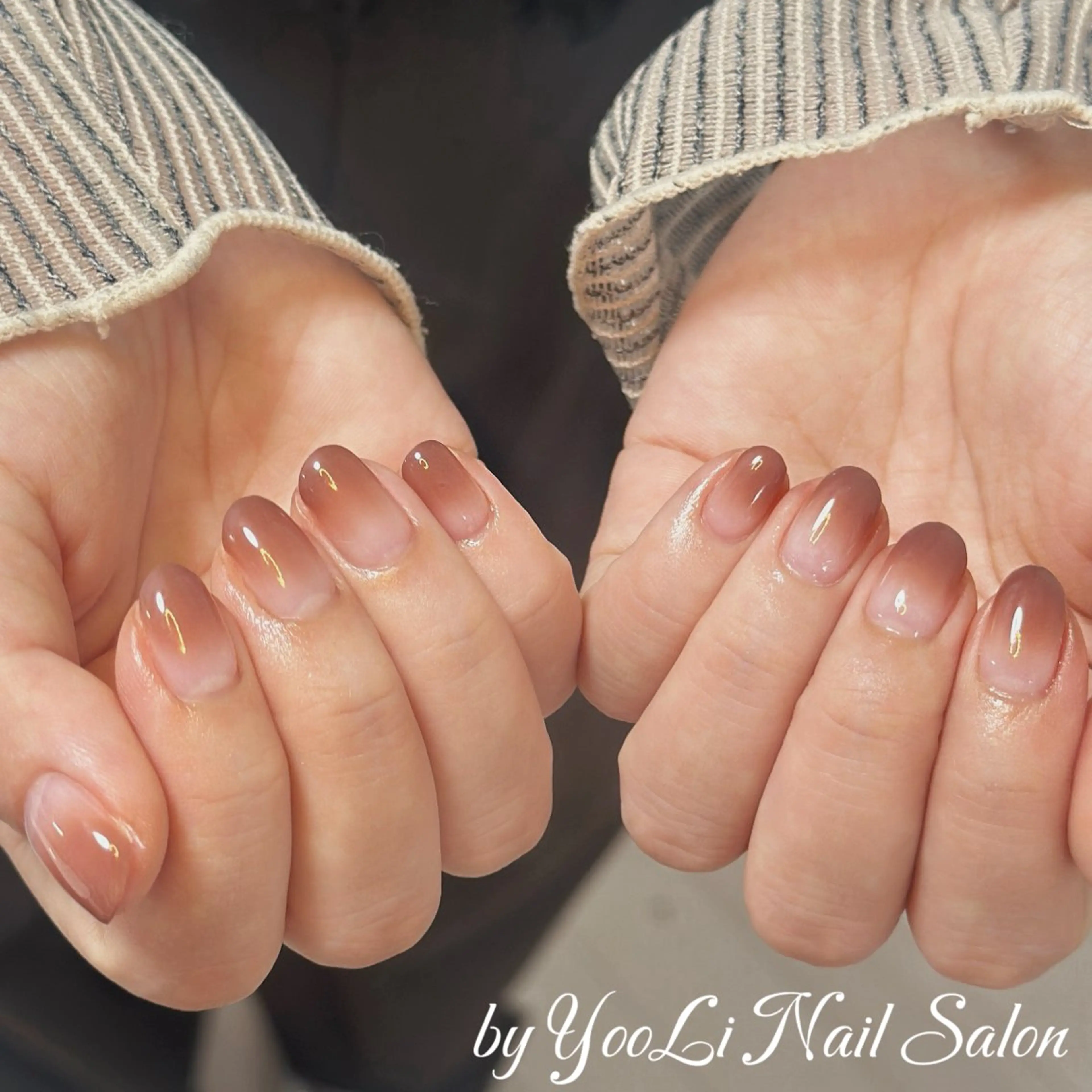 ネイル アートネイル オーロラネイル チークネイル フレンチネイル ガラスフレンチ 🎀YooLi Nail salonのネイルデザイン