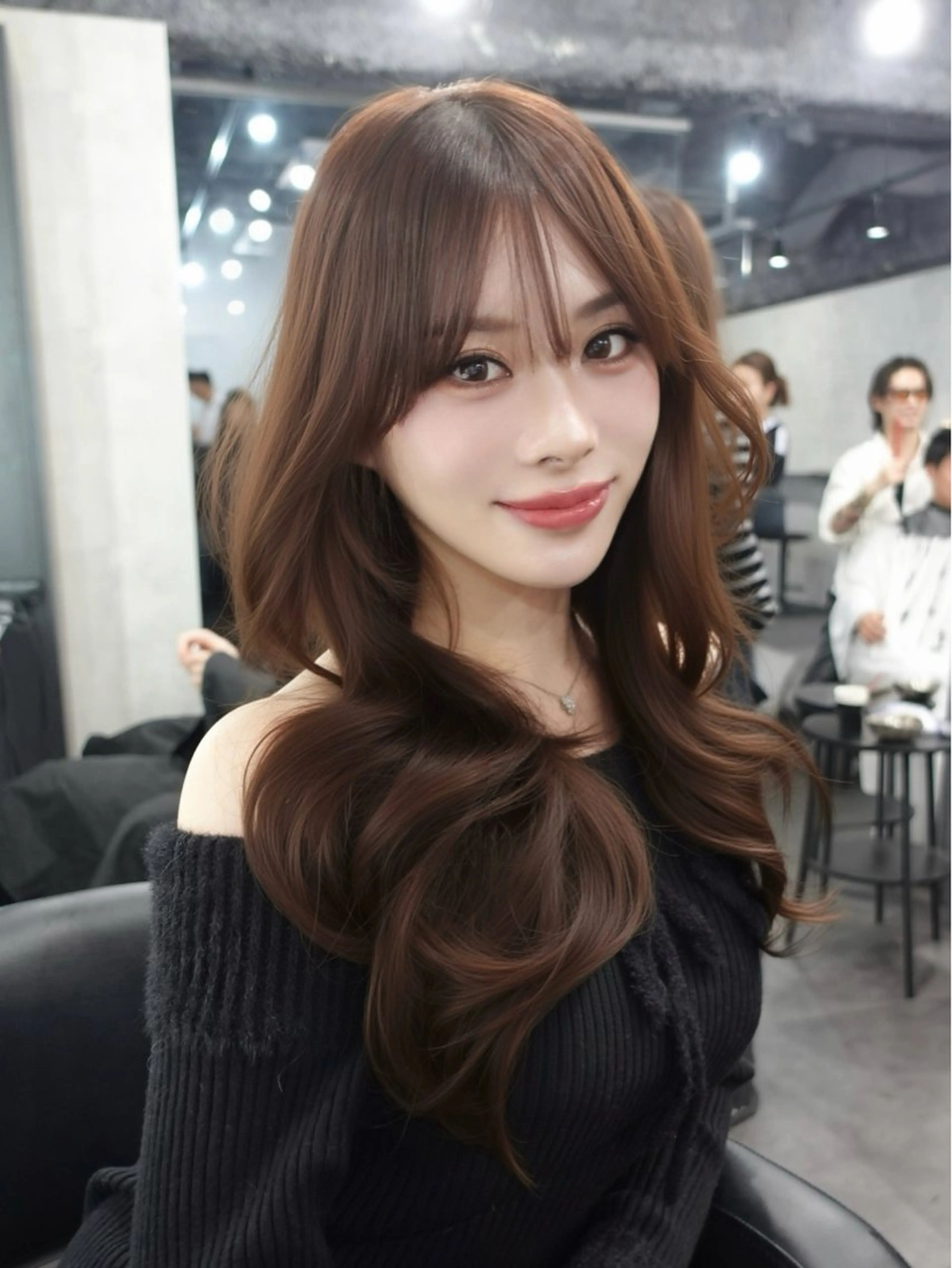 ロング カラー 🦋韓国ヘア💙 ハイトーンRUNAのヘアスタイル