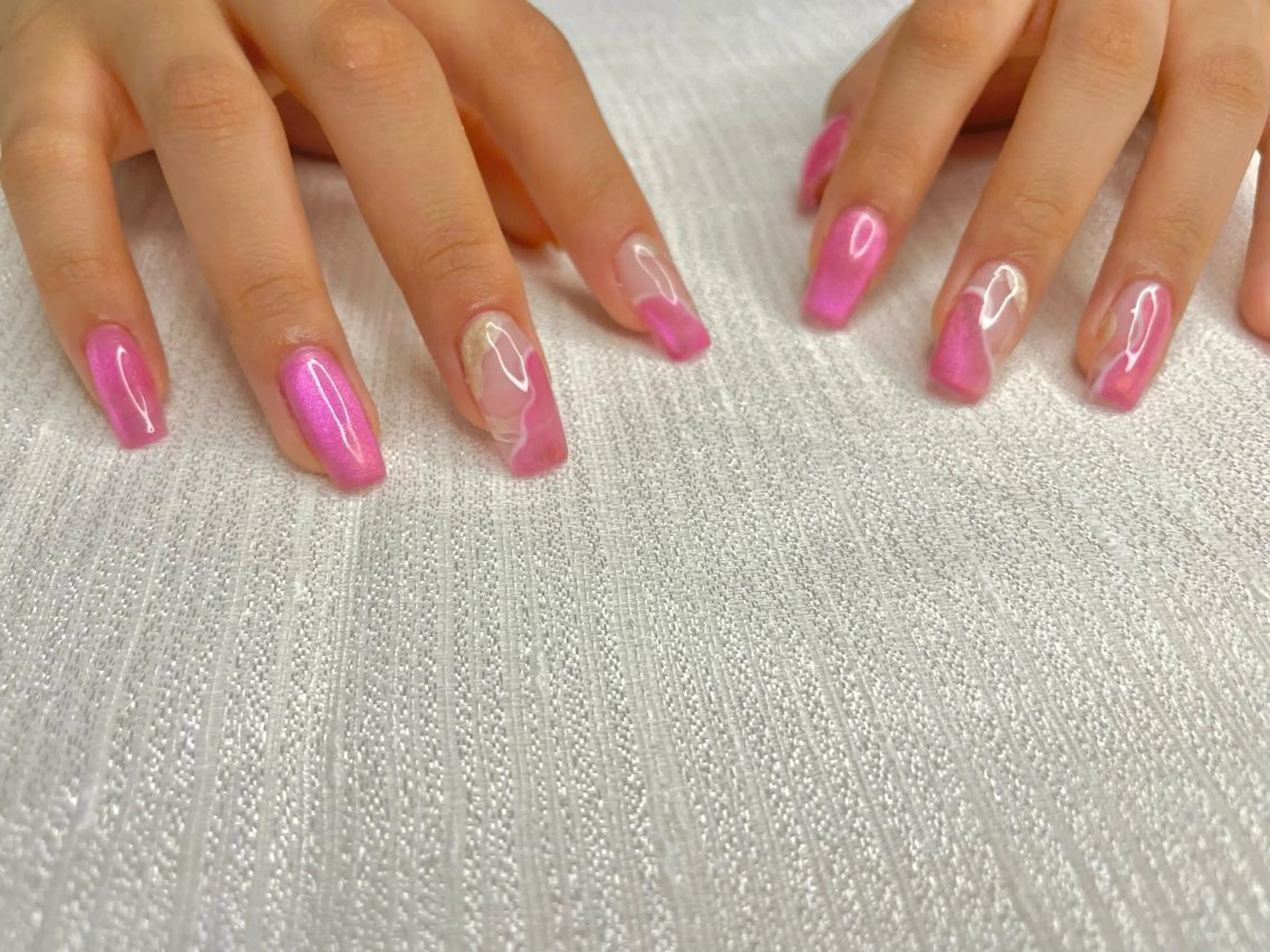 ネイル クリアネイル マグネットネイル ピンク Ri-e's nailのネイルデザイン