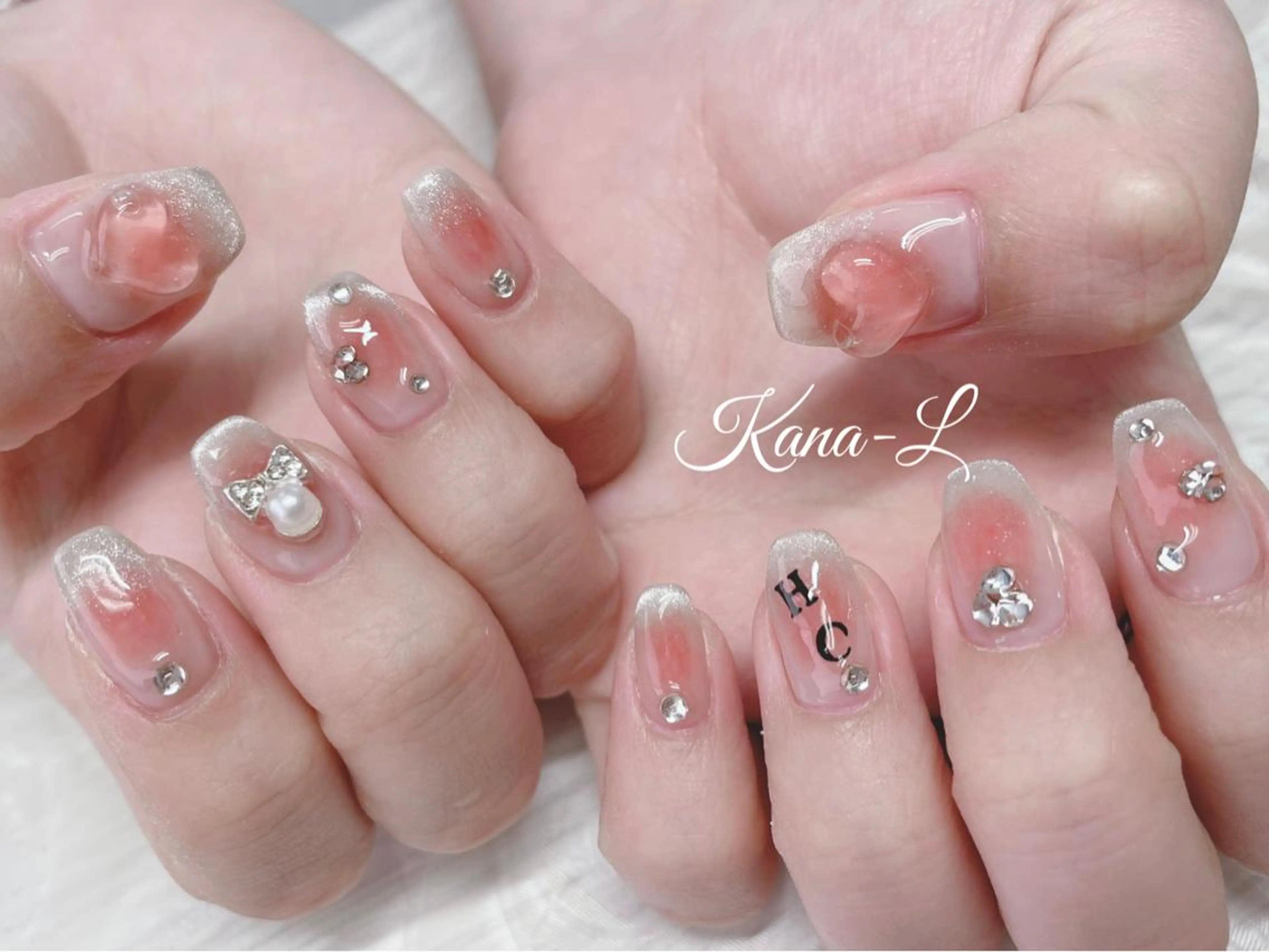 カラー ネイル チークネイル フレンチネイル ジェルネイル ハート 韓国ネイル 芦辺 香奈のネイルデザイン