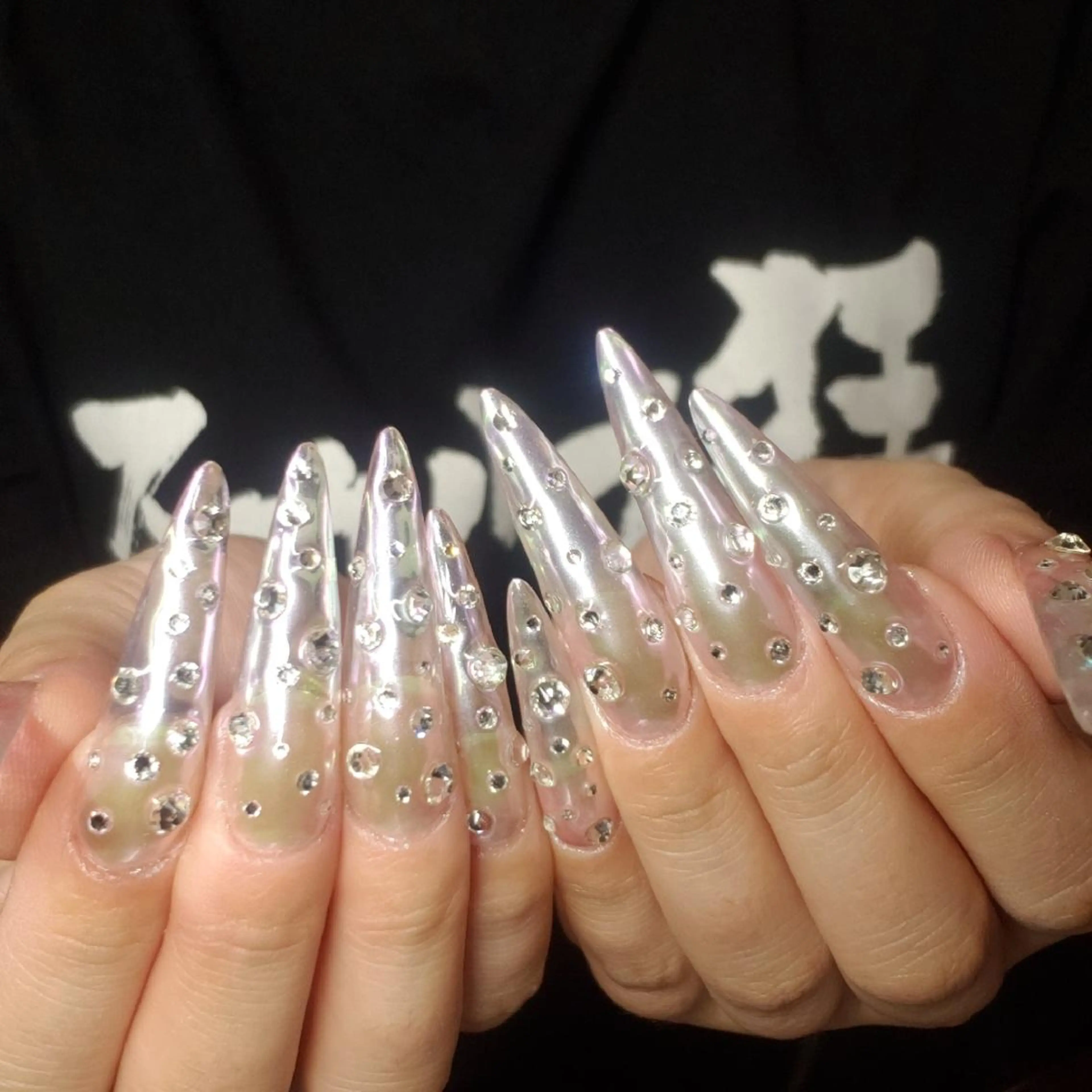 ロング ネイル ロング ジェルネイル ロングネイル ミラーネイル ピンク ハンドネイル クロキ 。のネイルデザイン