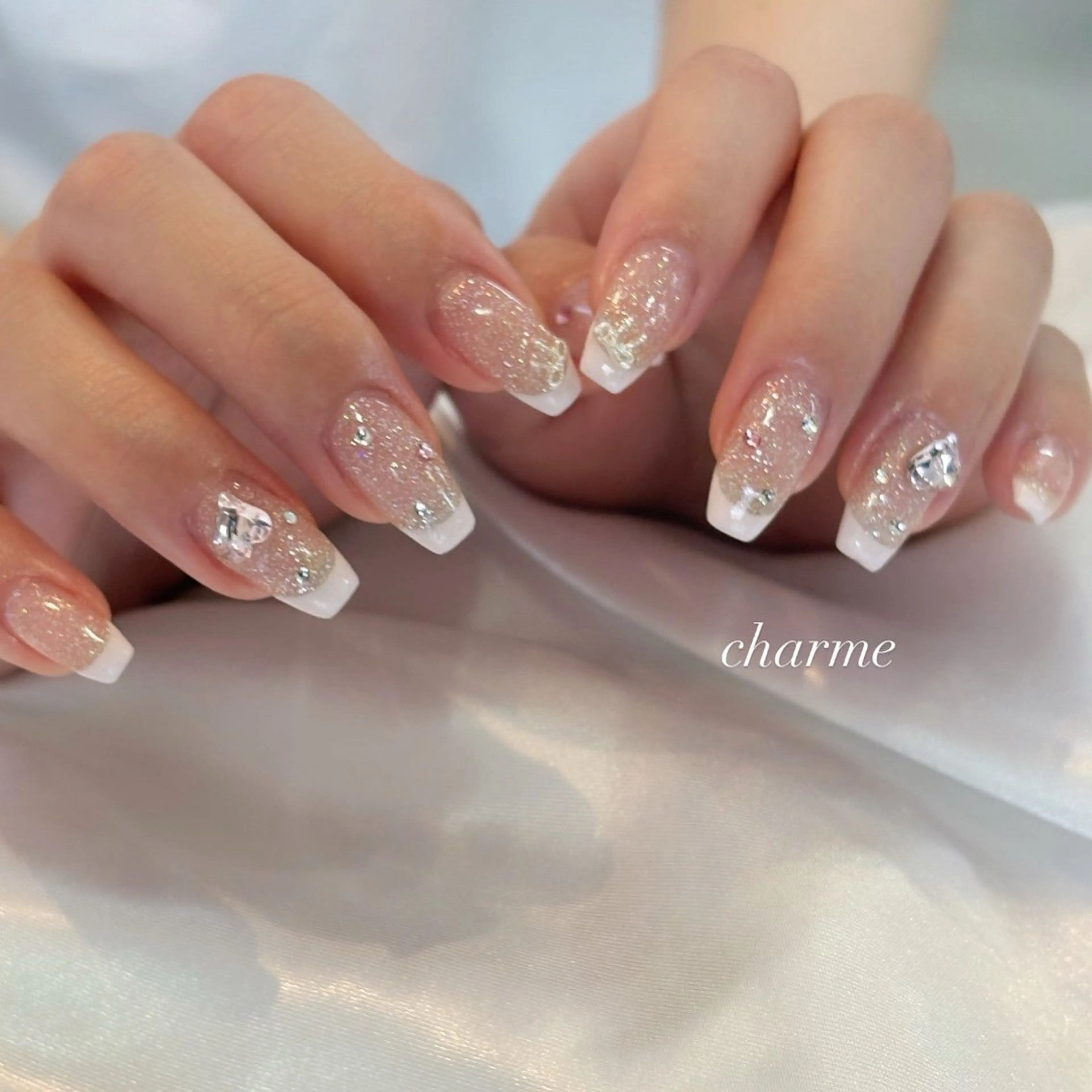 ネイル フレンチネイル ラメ(グリッター) charme nailのネイルデザイン