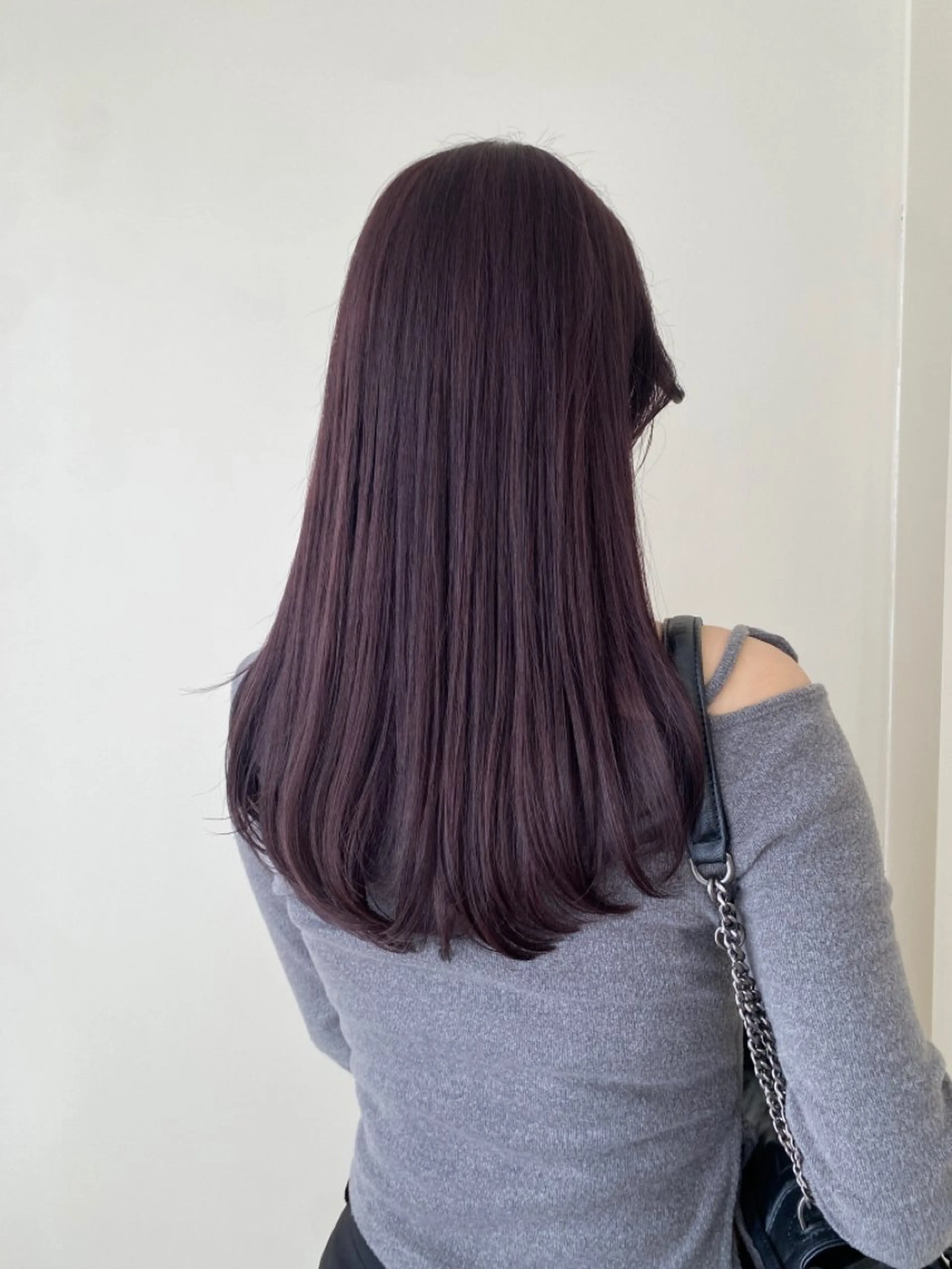 ロング カラー ブラウンカラー パープルカラー パープルブラウン 似合わせカットカラー りおなのヘアスタイル