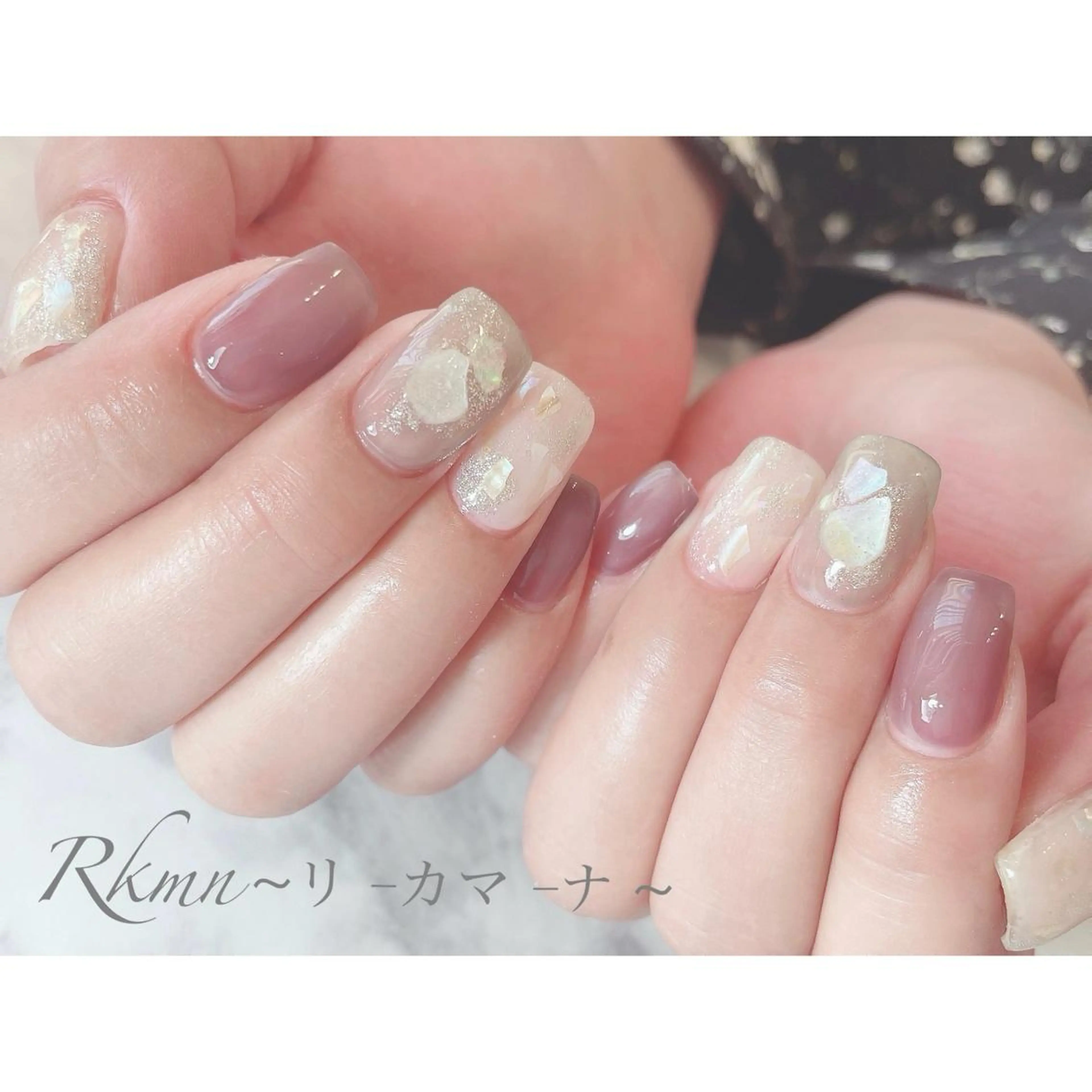 ネイル アートネイル フレンチネイル ジェルネイル グラデーション パープル ハンドネイル フットネイル ハンドケア Rkmn ~リ-カマ-ナ~のネイルデザイン