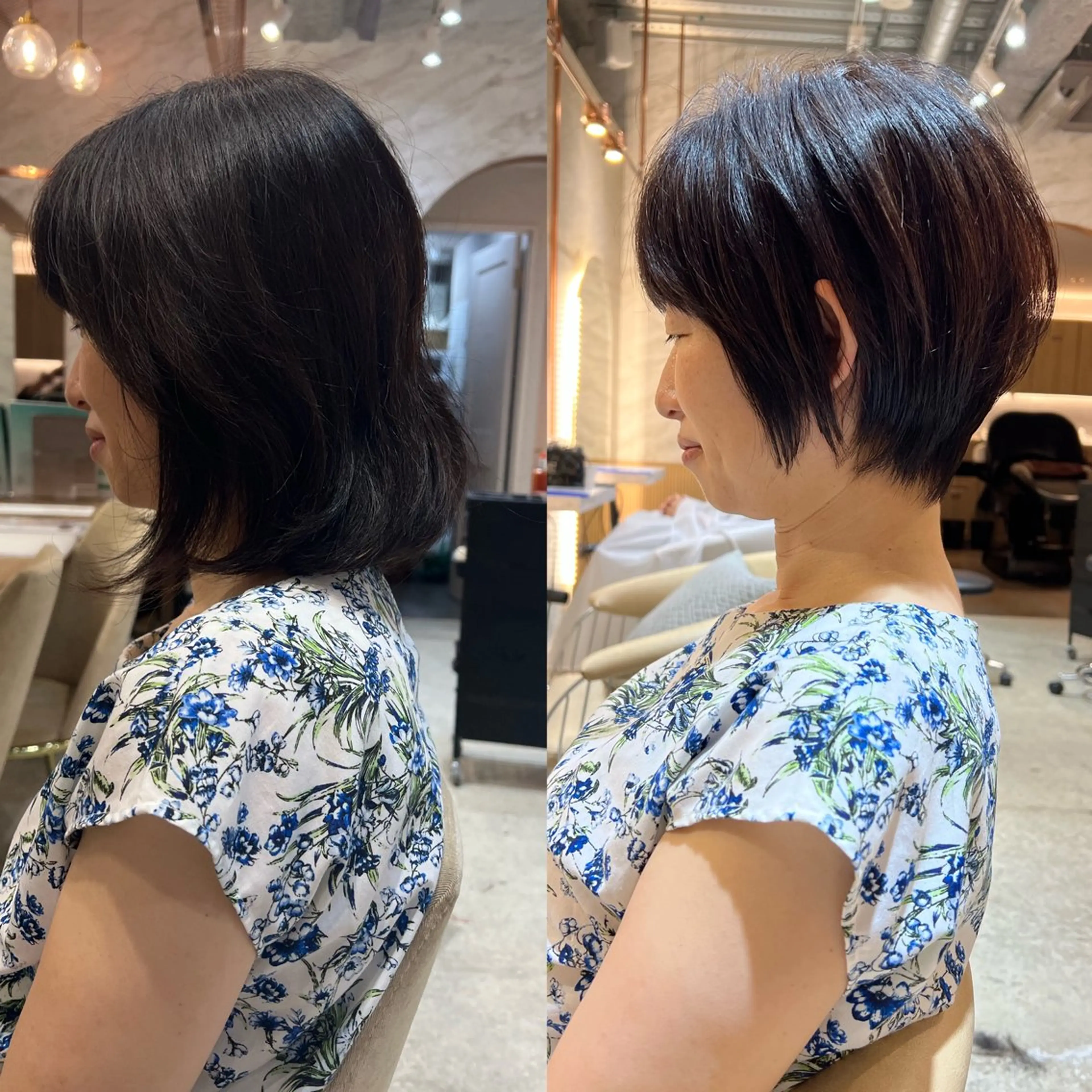 ショート カラー ボブ/巻ける縮毛矯正 /韓国レイヤーはなのヘアスタイル