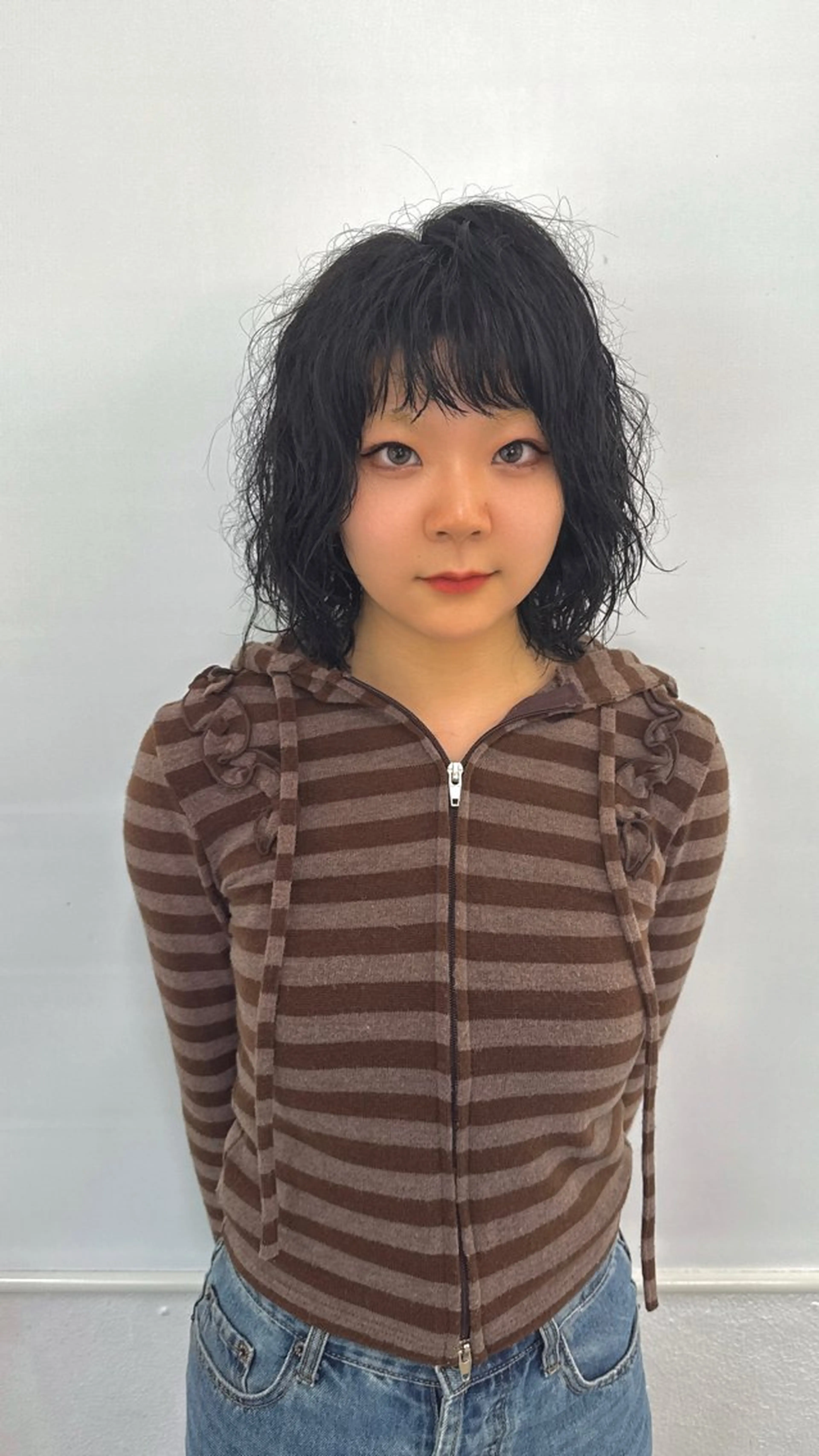 ミディアム パーマ ウルフレイヤー エクステ/kokiのヘアスタイル