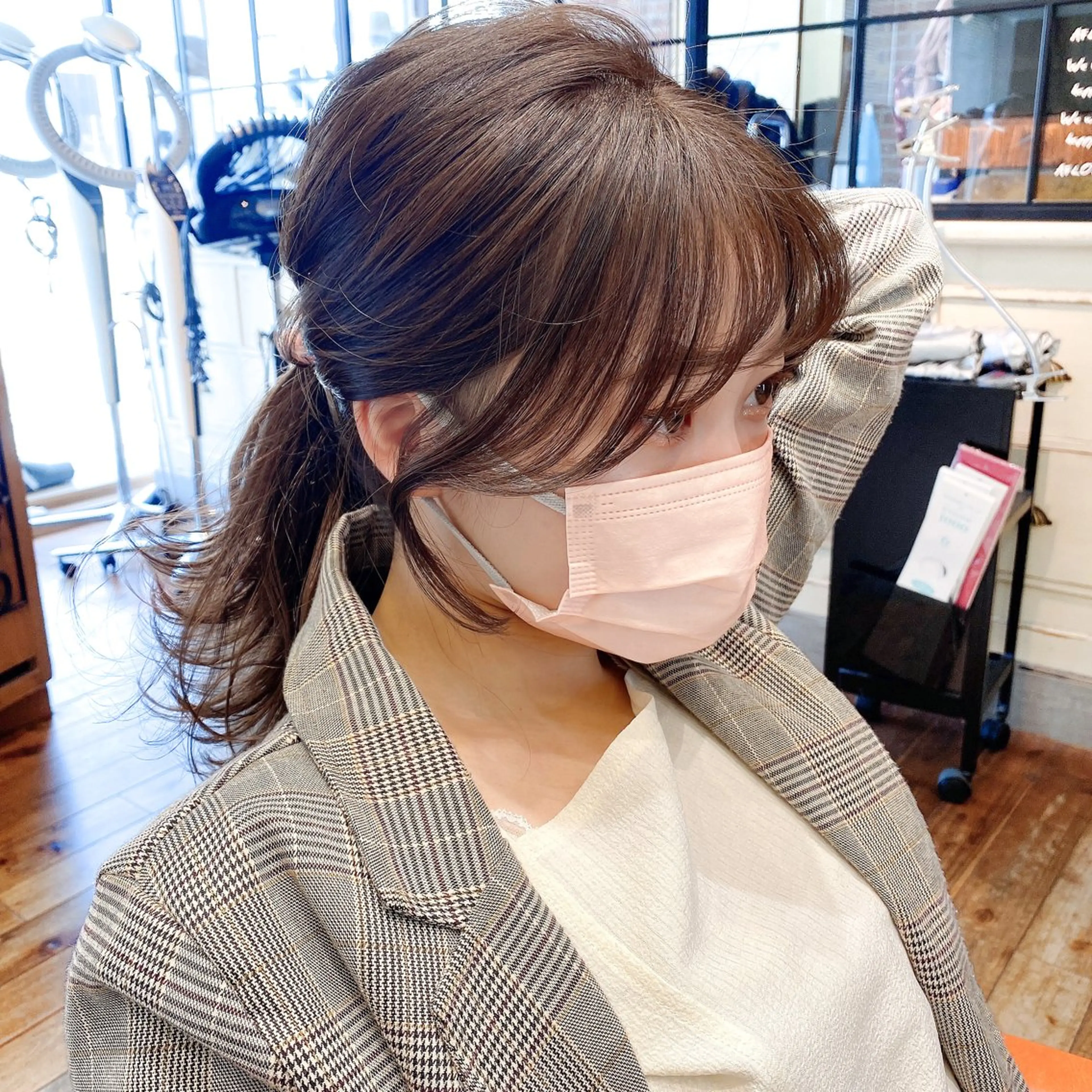 セミロング カラー ベージュカラー ブラウンカラー ブラウンベージュ くびれヘア 顔周りカット カット トリートメント 顔周り/くびれヘア 韓国ヘア💕風間るなのヘアスタイル