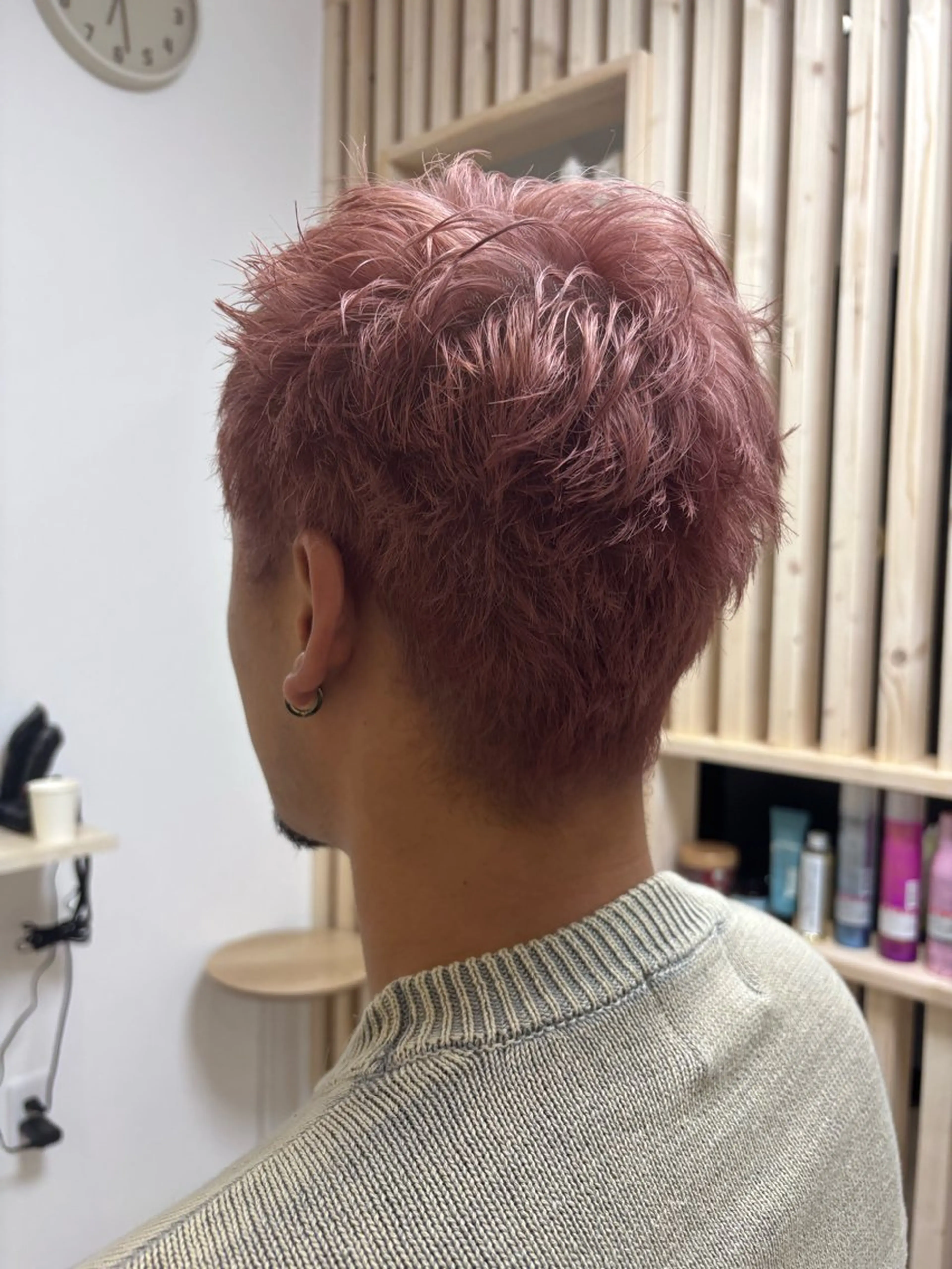 カラー メンズ スパイキーショート ベージュカラー ピンクカラー ピンクベージュ カット ヘアカラー トリートメント akane/大和田 駅/ Garanceのヘアスタイル