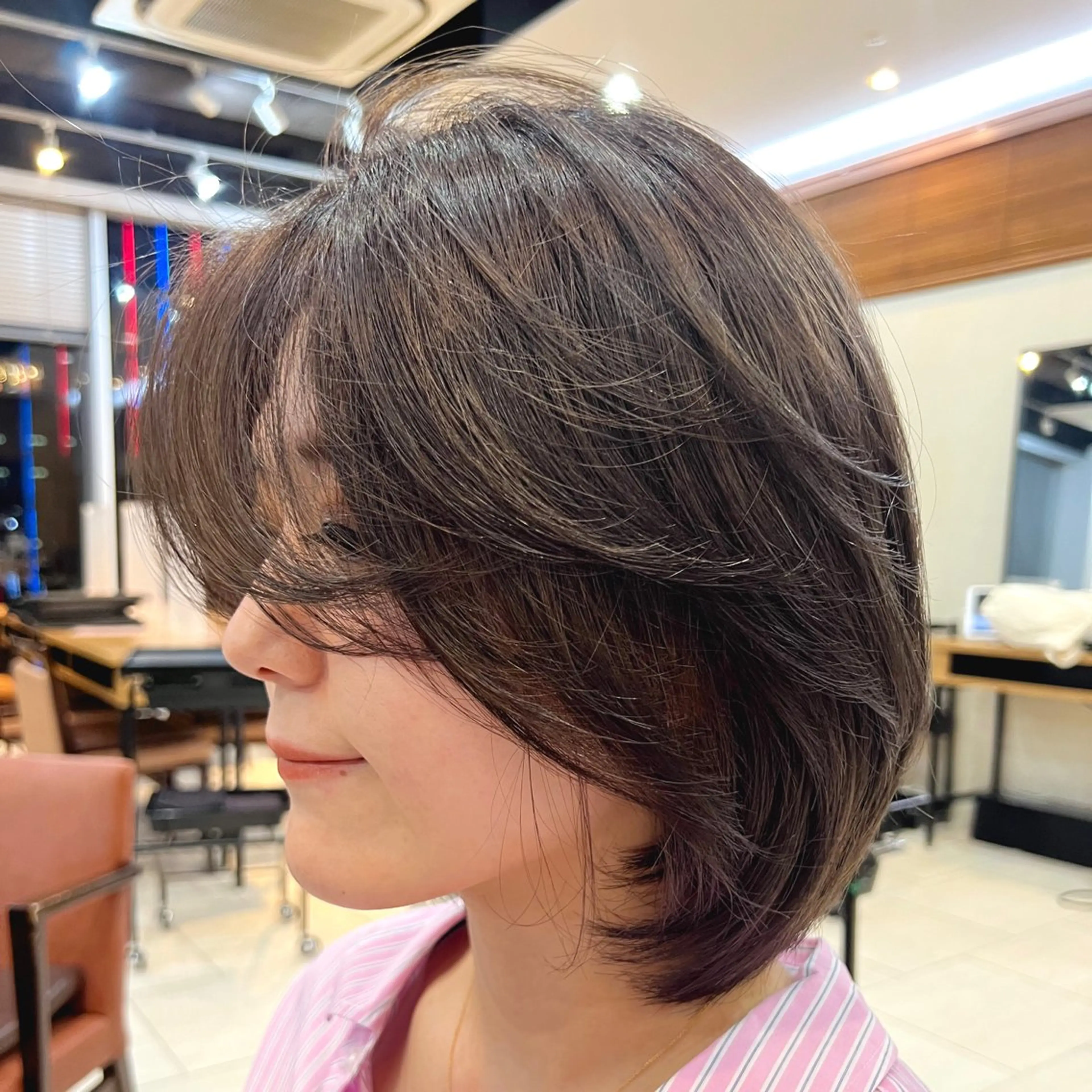 ミディアム カラー ミディアムレイヤー レイヤーカット メンズカット曲がる 縮毛矯正佐々木タクマのヘアスタイル