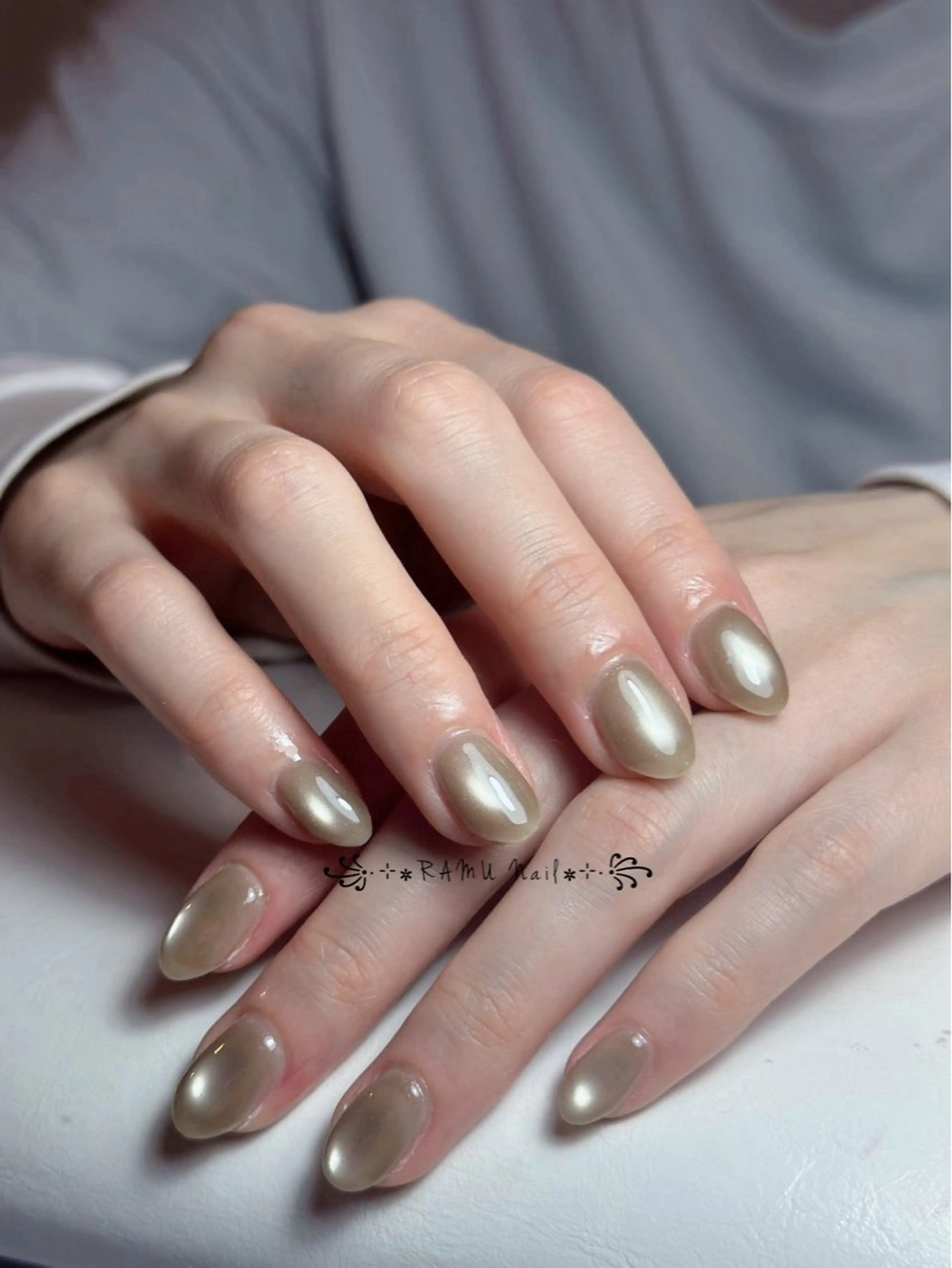 ネイル フレンチネイル 韓国ネイル シンプルネイル ワンホンネイル 冬ネイル ハンドネイル RAMU Nail 恵比寿店のネイルデザイン