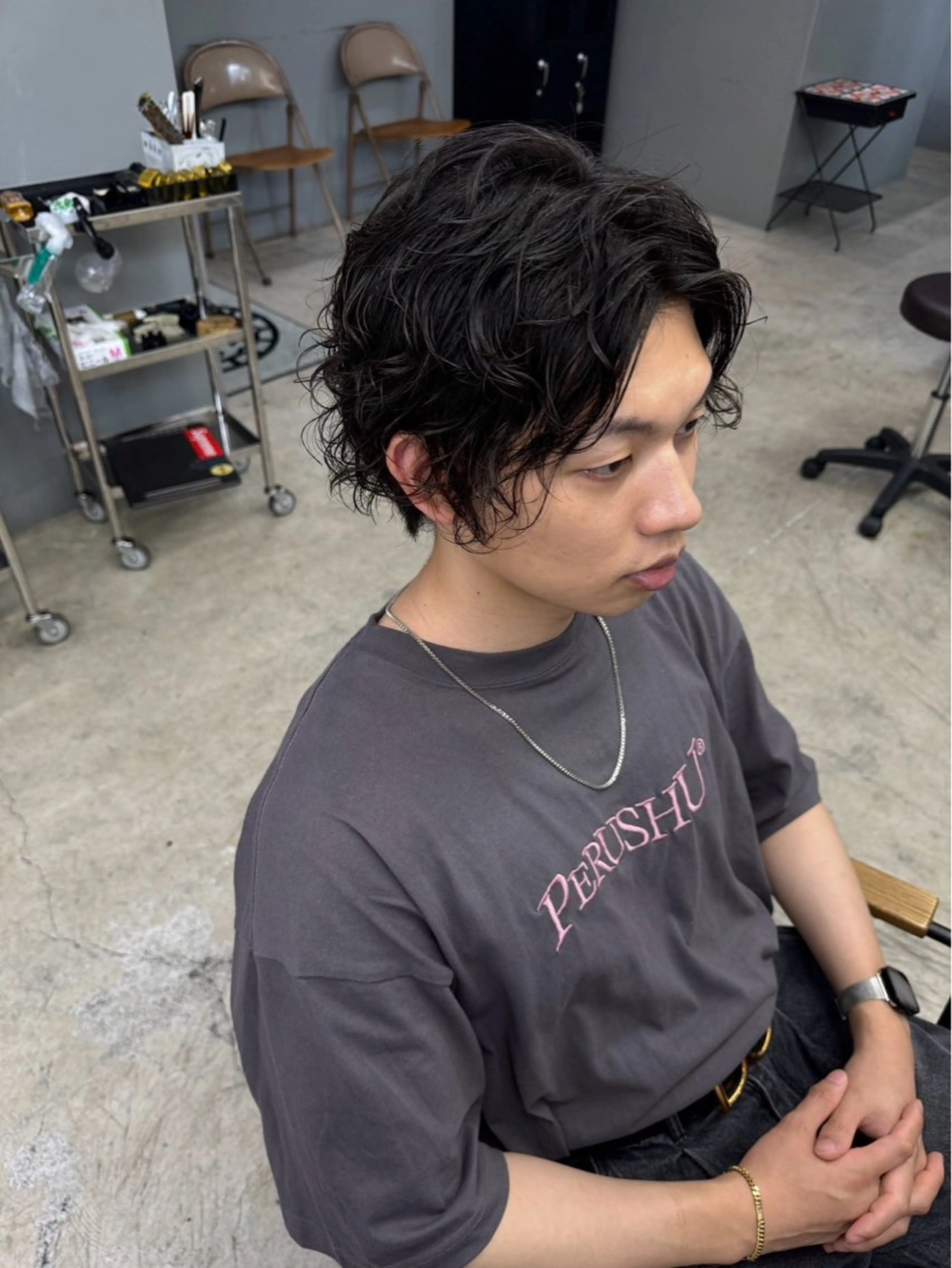 ミディアム パーマ メンズ メンズ専門サロン wokeのヘアスタイル