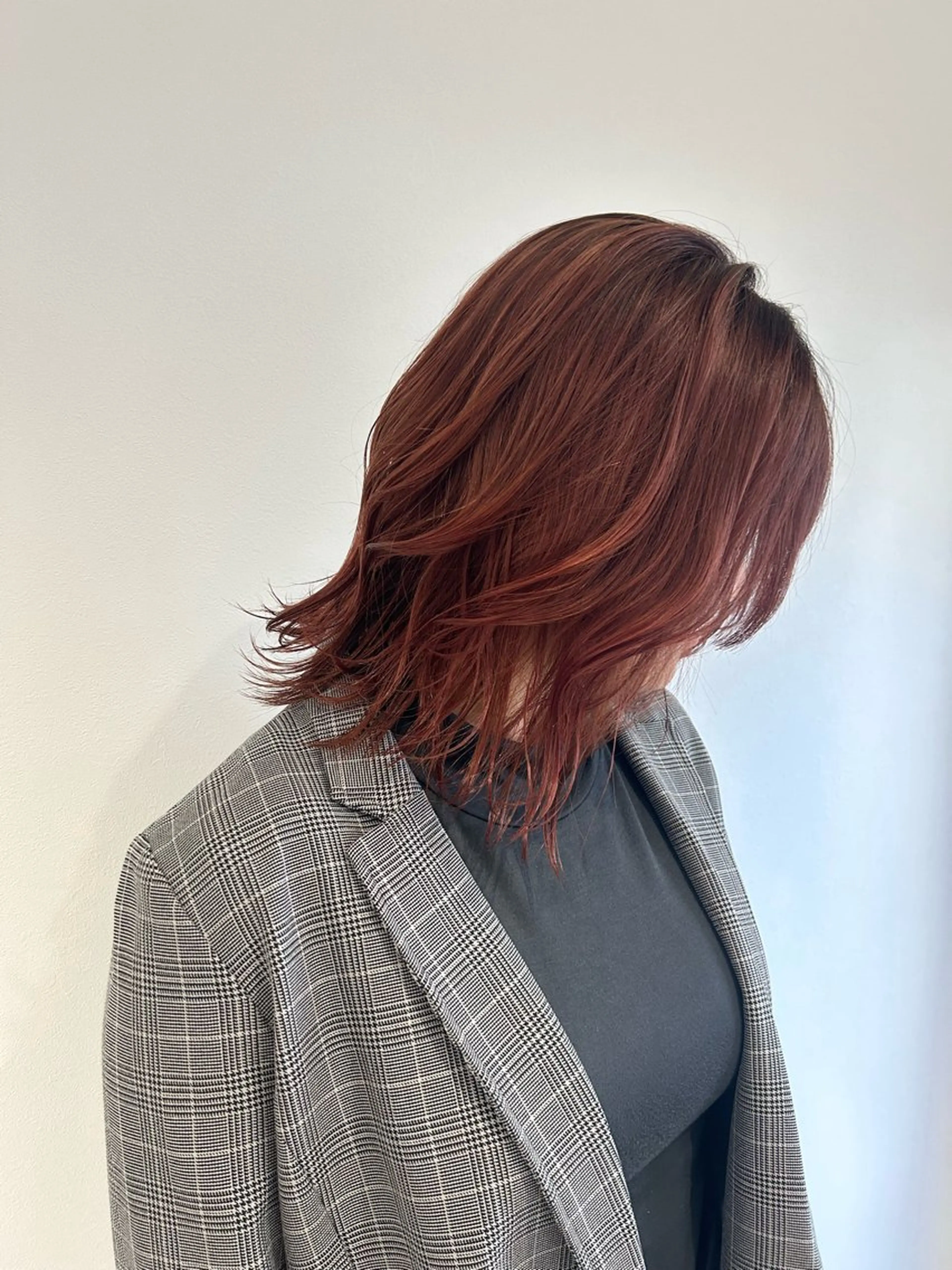 ミディアム カラー ヘアアレンジ ブラウンカラー ピンクカラー ピンクブラウン 🐺青木光太朗 ウルフ/レイヤー🐺のヘアスタイル