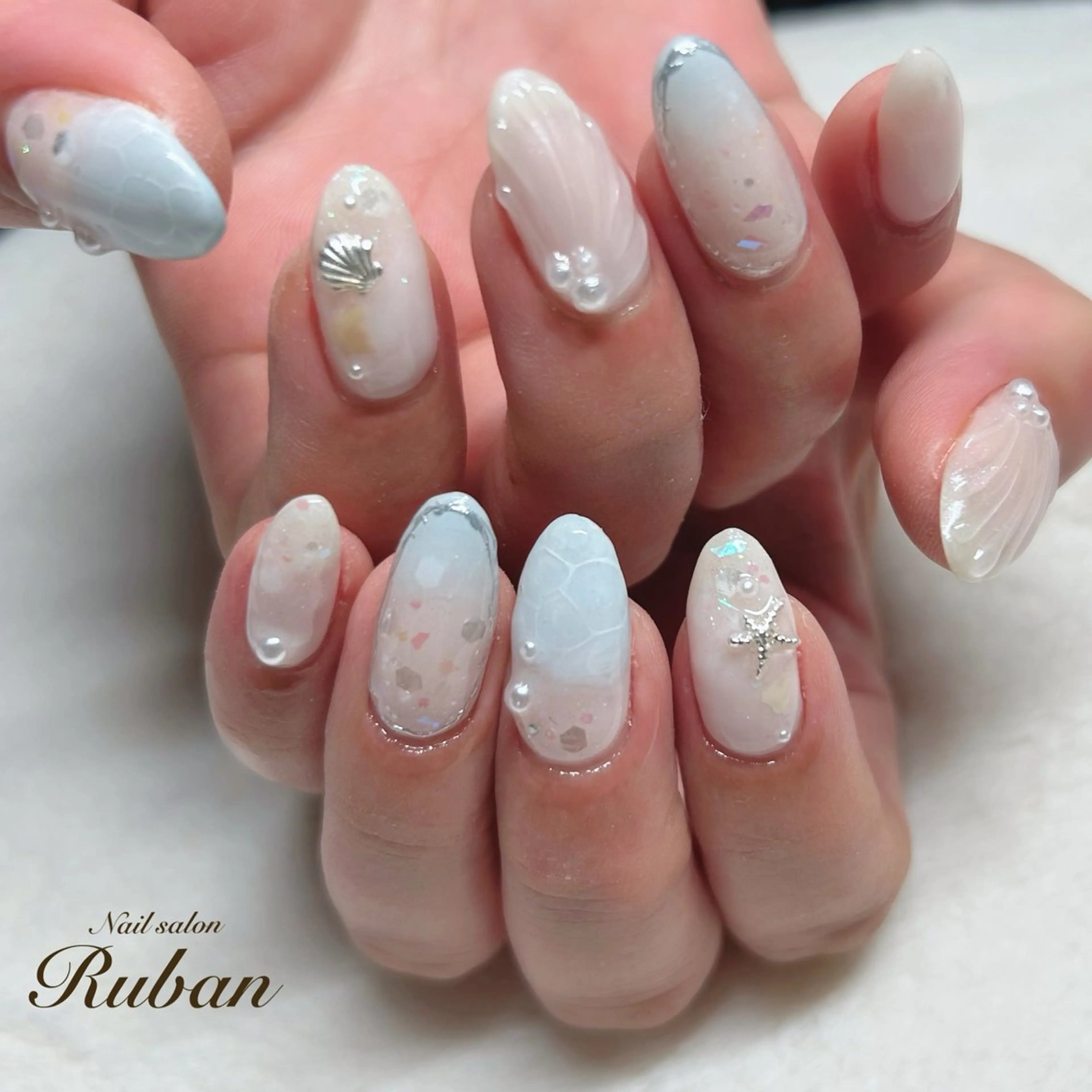 ネイル アートネイル 長さ出し Nail salon Rubanのネイルデザイン