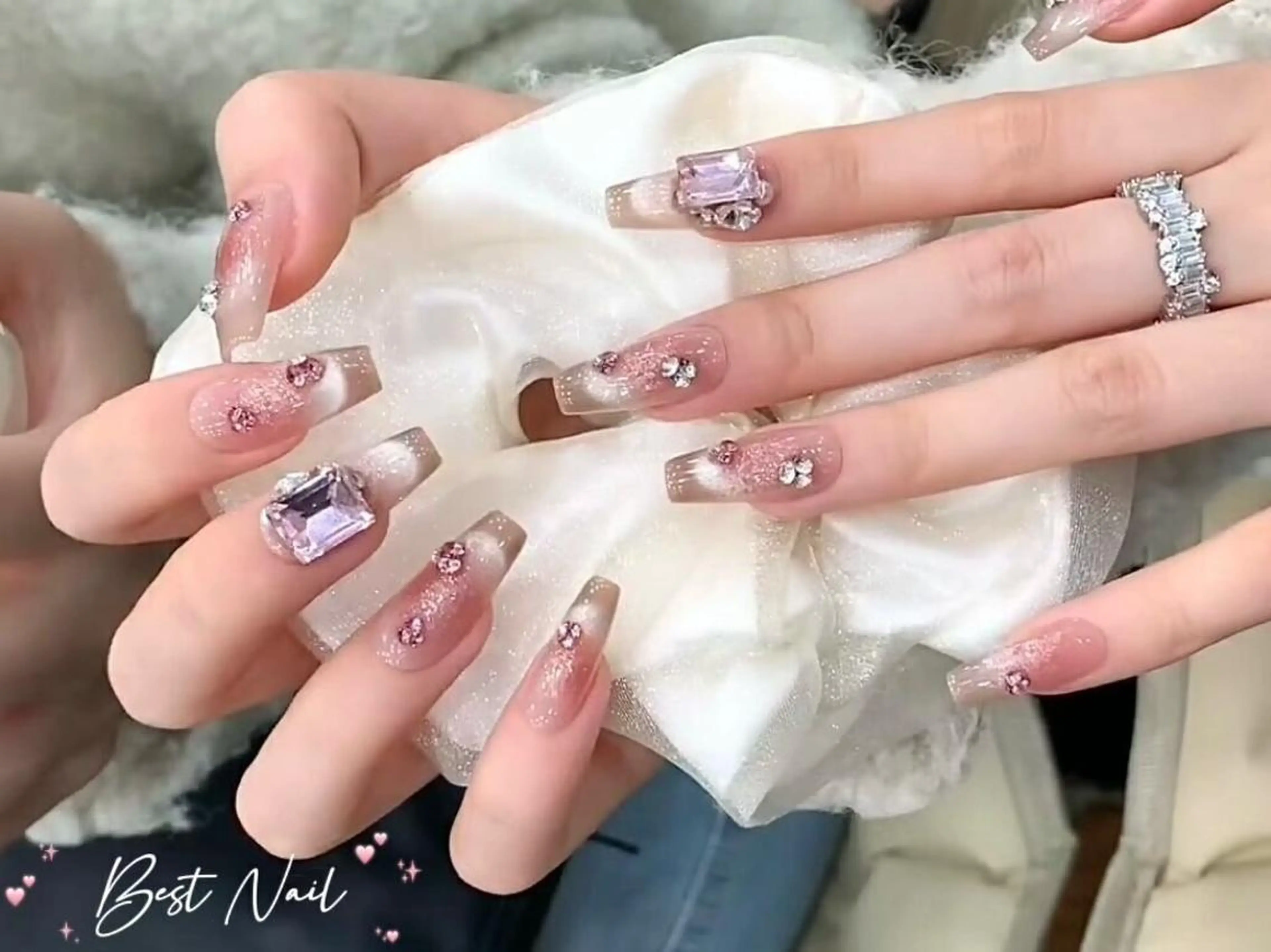 ネイル アートネイル オーロラネイル クリアネイル フレンチネイル ジェルネイル 藤原 木子のネイルデザイン