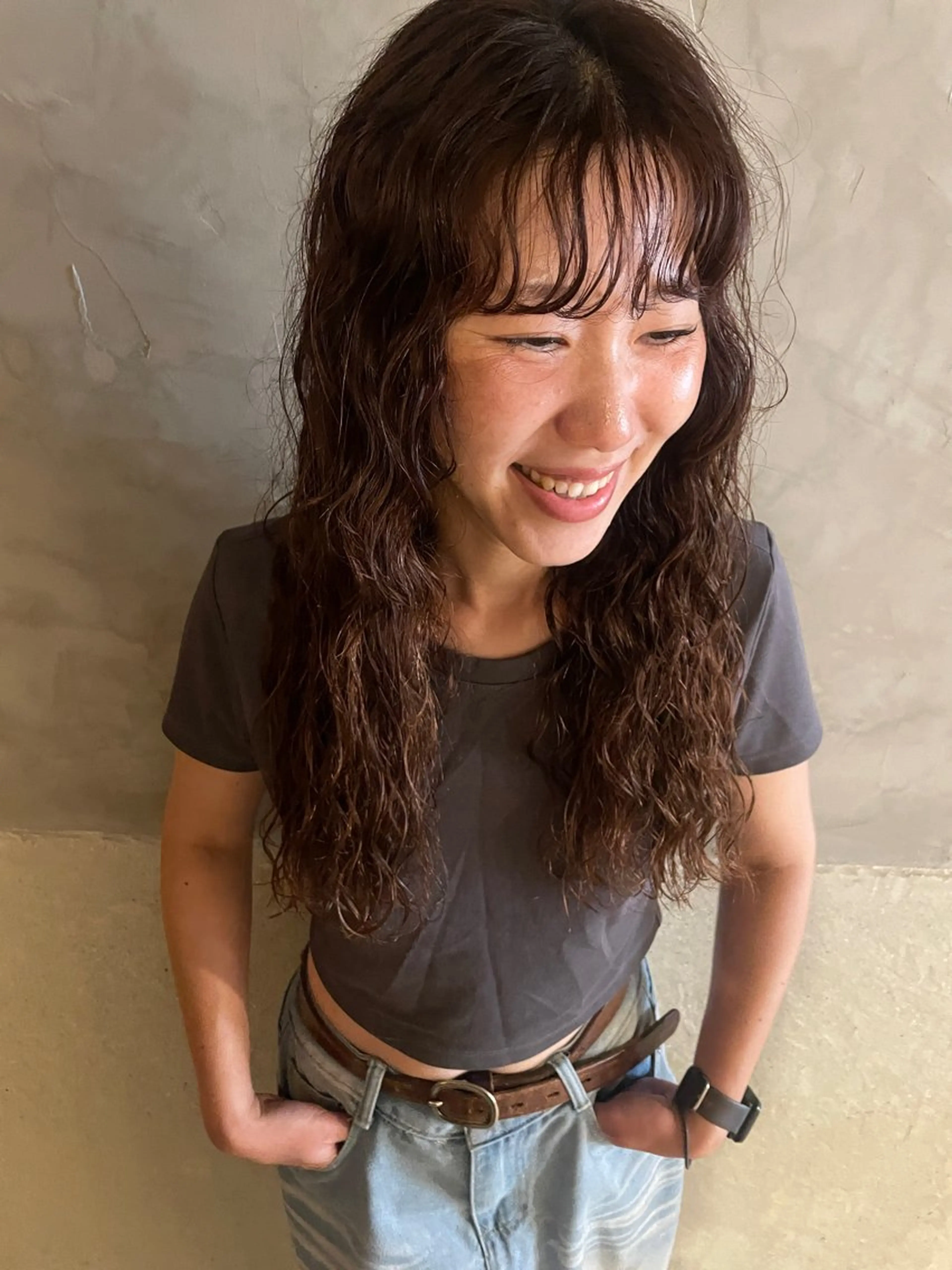 ロング パーマ カット パーマ トリートメント さの あやねのヘアスタイル