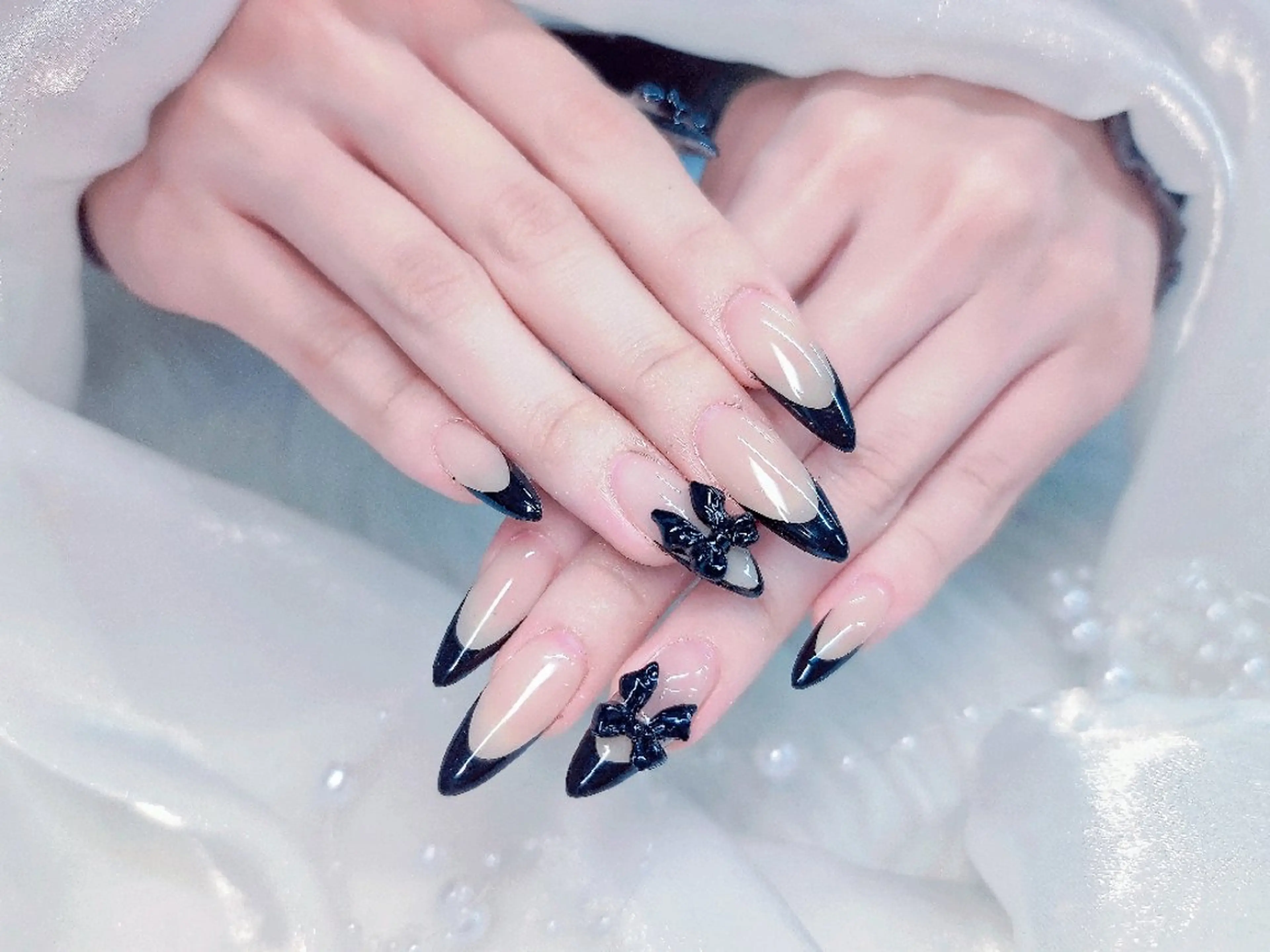 ネイル チークネイル 長さ出し フラッシュネイル フレンチネイル ジェルネイル Chouette Nailのネイルデザイン