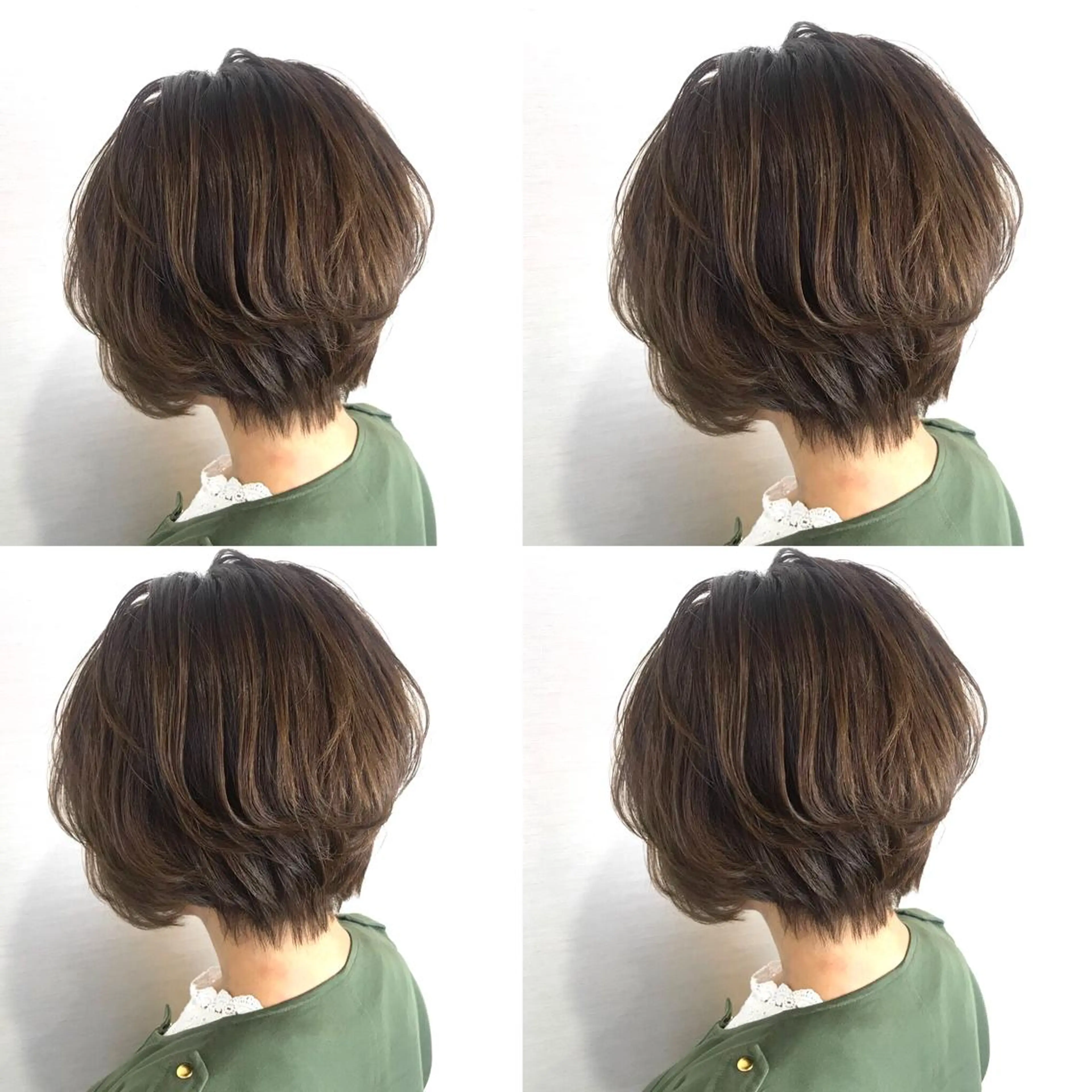 ショート カラー ショートボブ ベージュカラー オリーブベージュ ボブ マニッシュショート 韓国レイヤーカット/ ダブルカラーのヘアスタイル