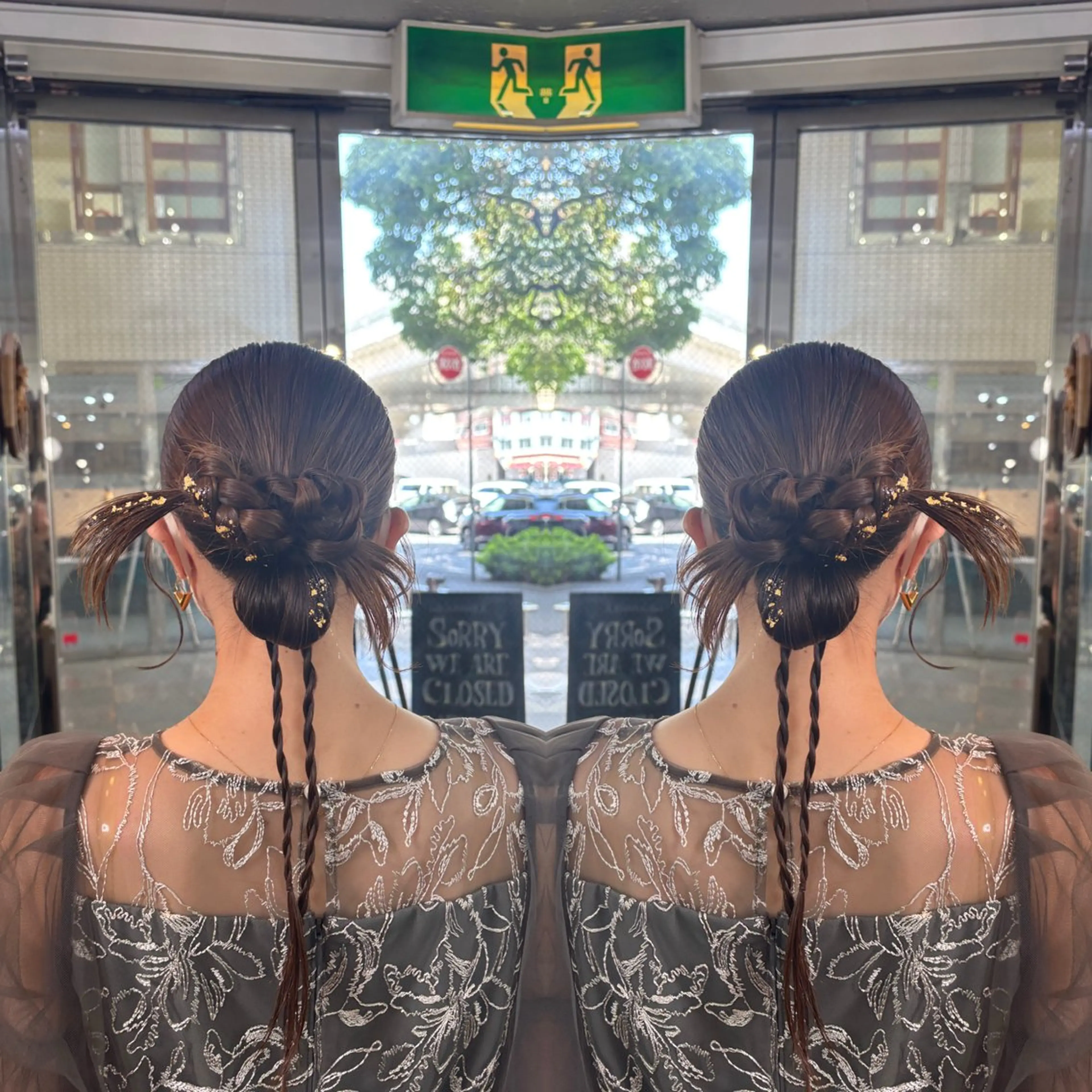 セミロング ヘアアレンジ ヘアセット 💎ハイトーン/艶 カラー モエカ💎のヘアスタイル