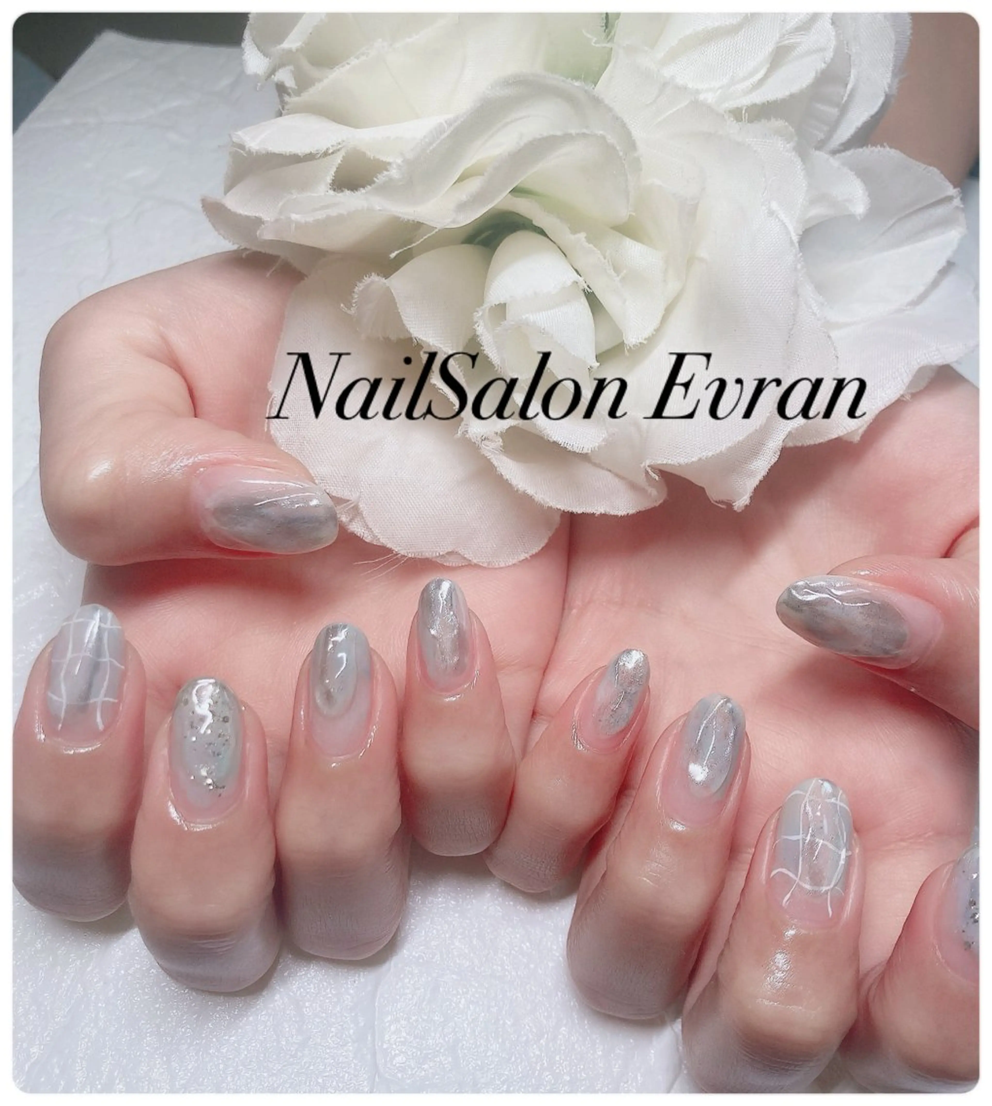 ネイル アートネイル フレンチネイル マグネットネイル 持ち込み ニュアンスネイル ハンドネイル Nail salon Evranのネイルデザイン
