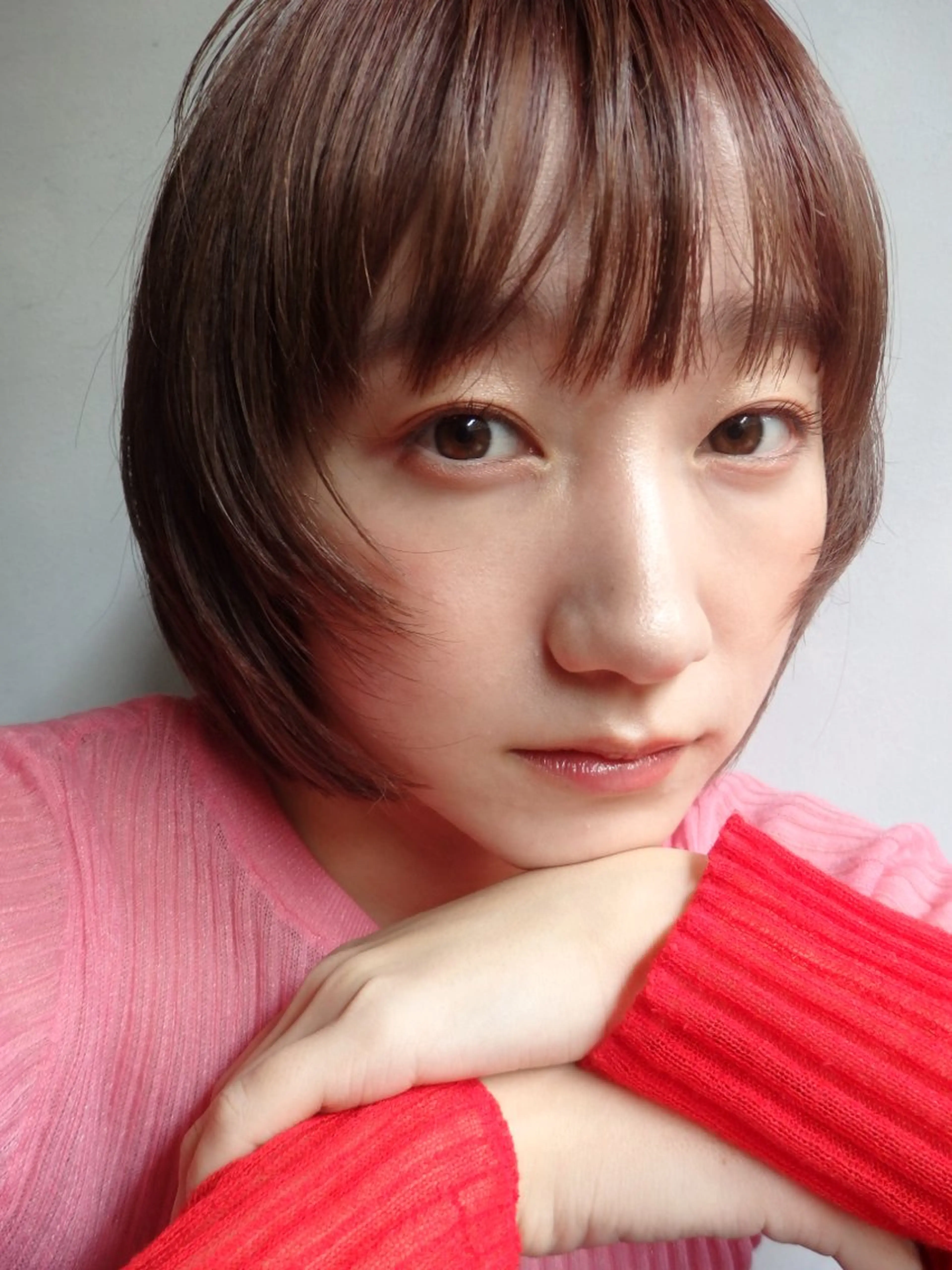 ショート ボブ 顔周りカット 暖色カラー 奥村陽花のヘアスタイル