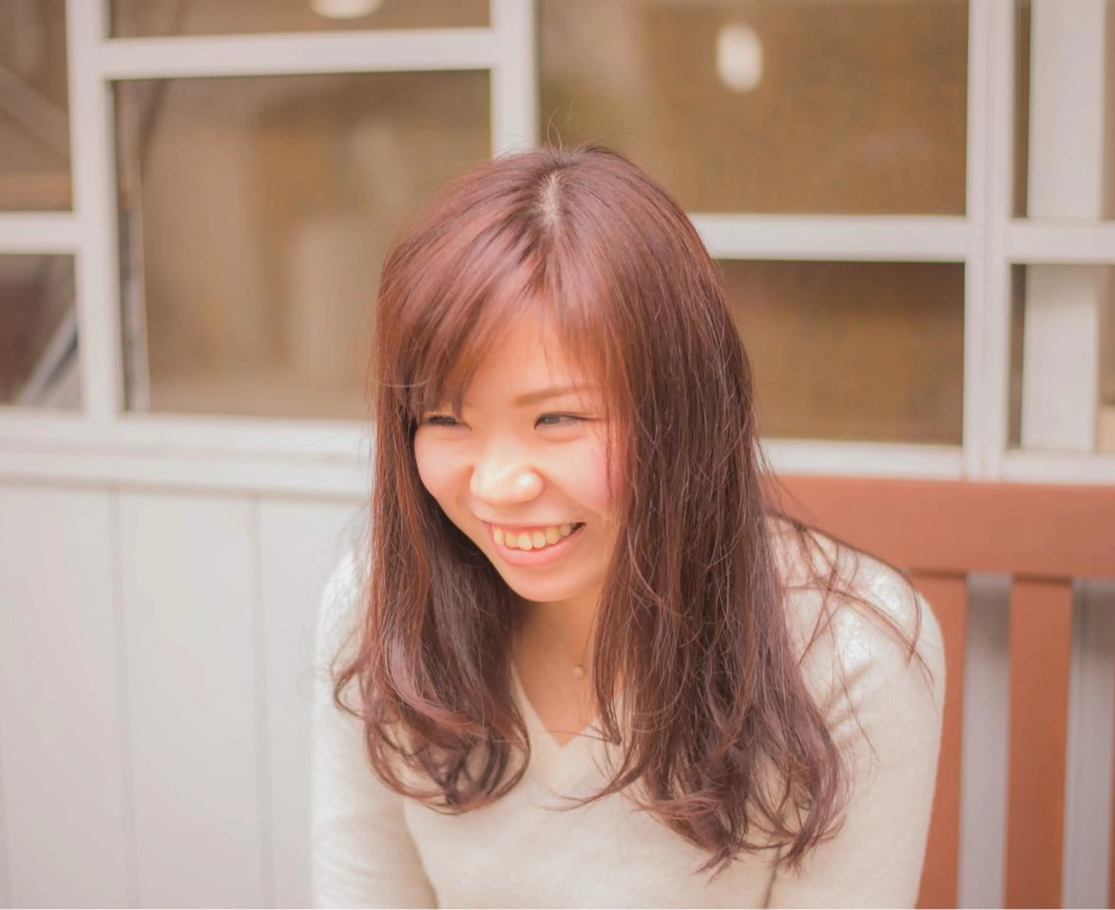 セミロング カラー パーマ ベージュカラー ピンクカラー ピンクベージュ 【白髪ぼかし 専門GBG】自由が丘のヘアスタイル