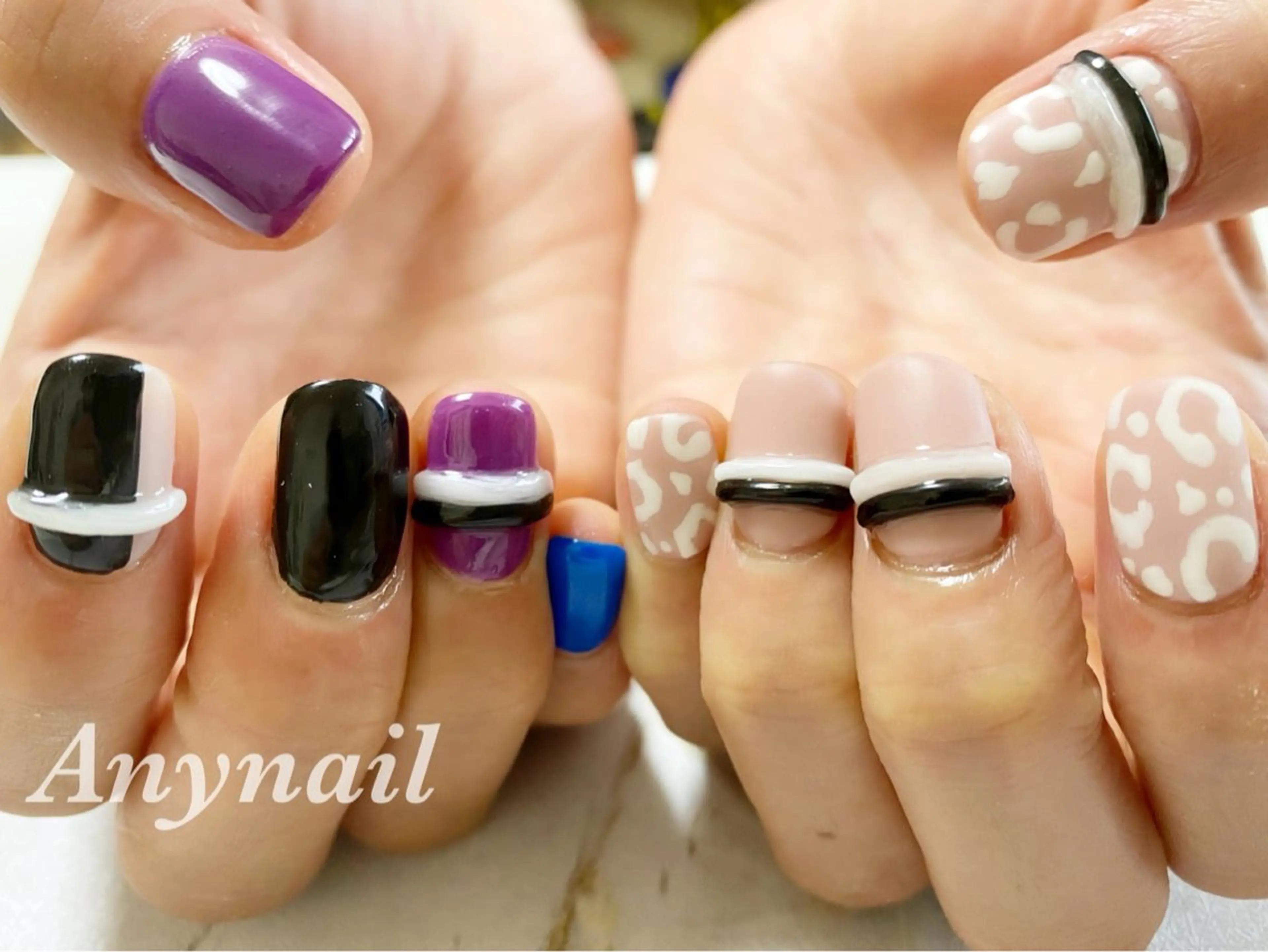 ネイル アニマル柄 ブルー マットネイル 岩澤 恵子のネイルデザイン