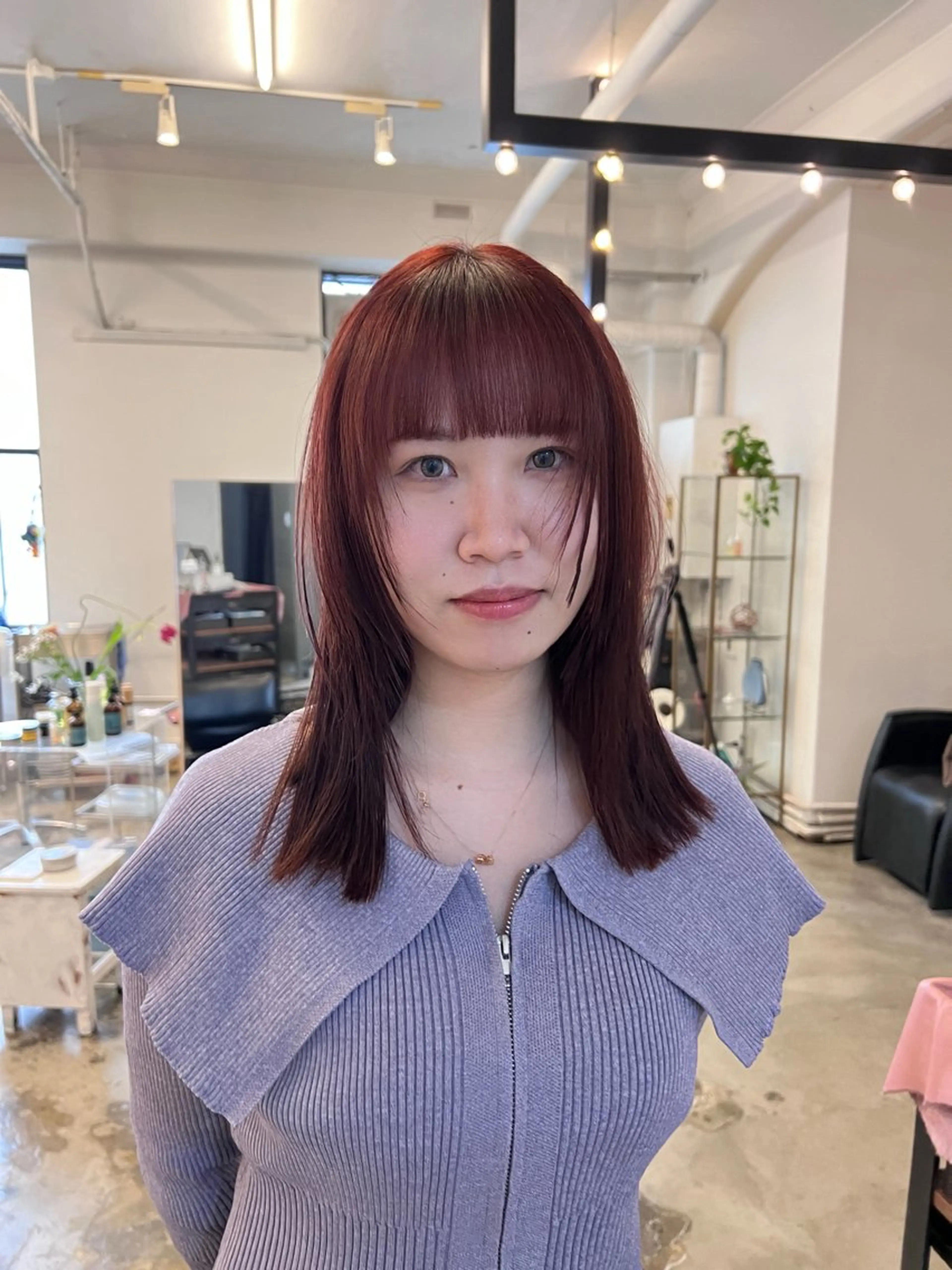ミディアム カラー ブリーチ ブラウンカラー カシス ミタニ ナギサのヘアスタイル