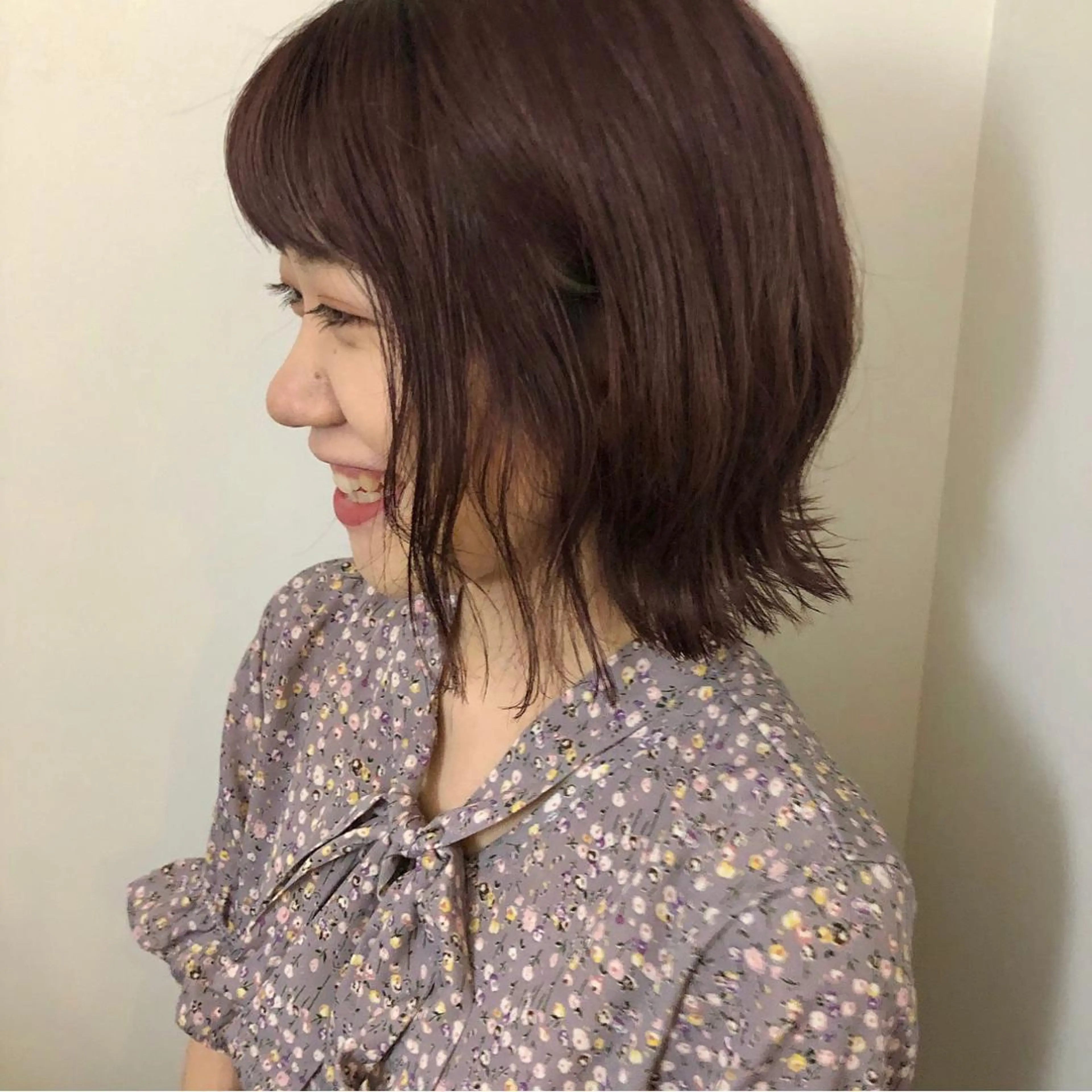 ミディアム カラー ブラウンカラー ピンクカラー ピンクブラウン ボブレイヤー/ カラー診断/Amiのヘアスタイル