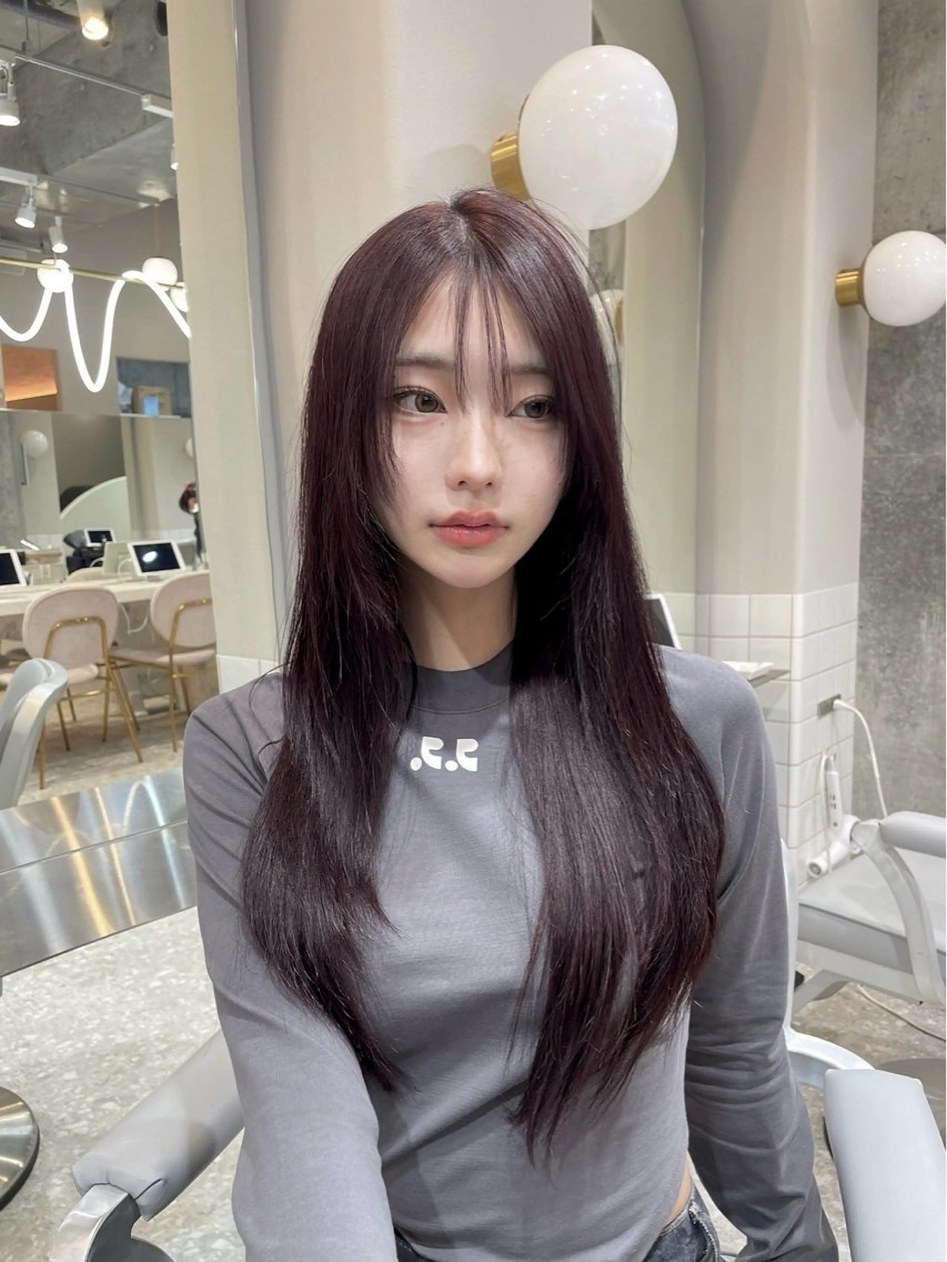 ロング カラー 顔まわりレイヤー レイヤーカット ハッシュカット/ 艶カラー/RIN🩶のヘアスタイル